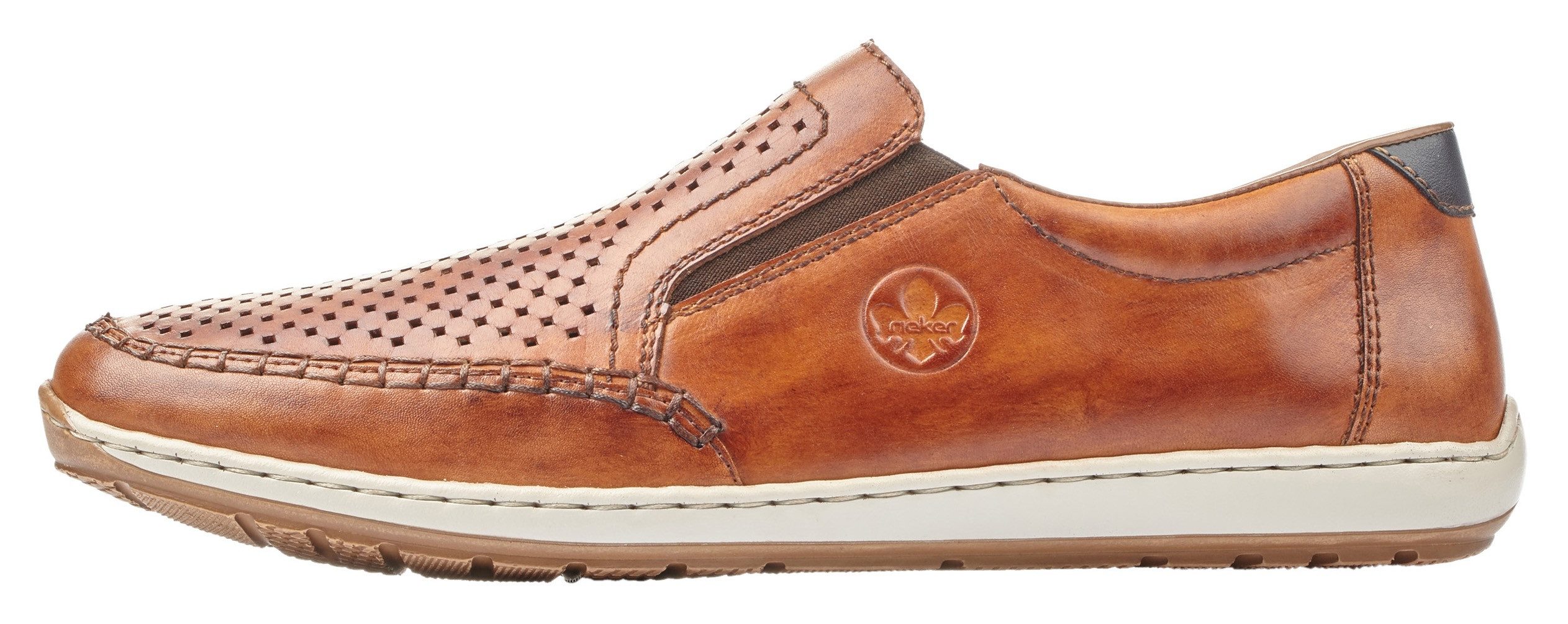 Rieker Instappers Slip-on sneaker, instapschoen, loafer met geperforeerde bovenkant
