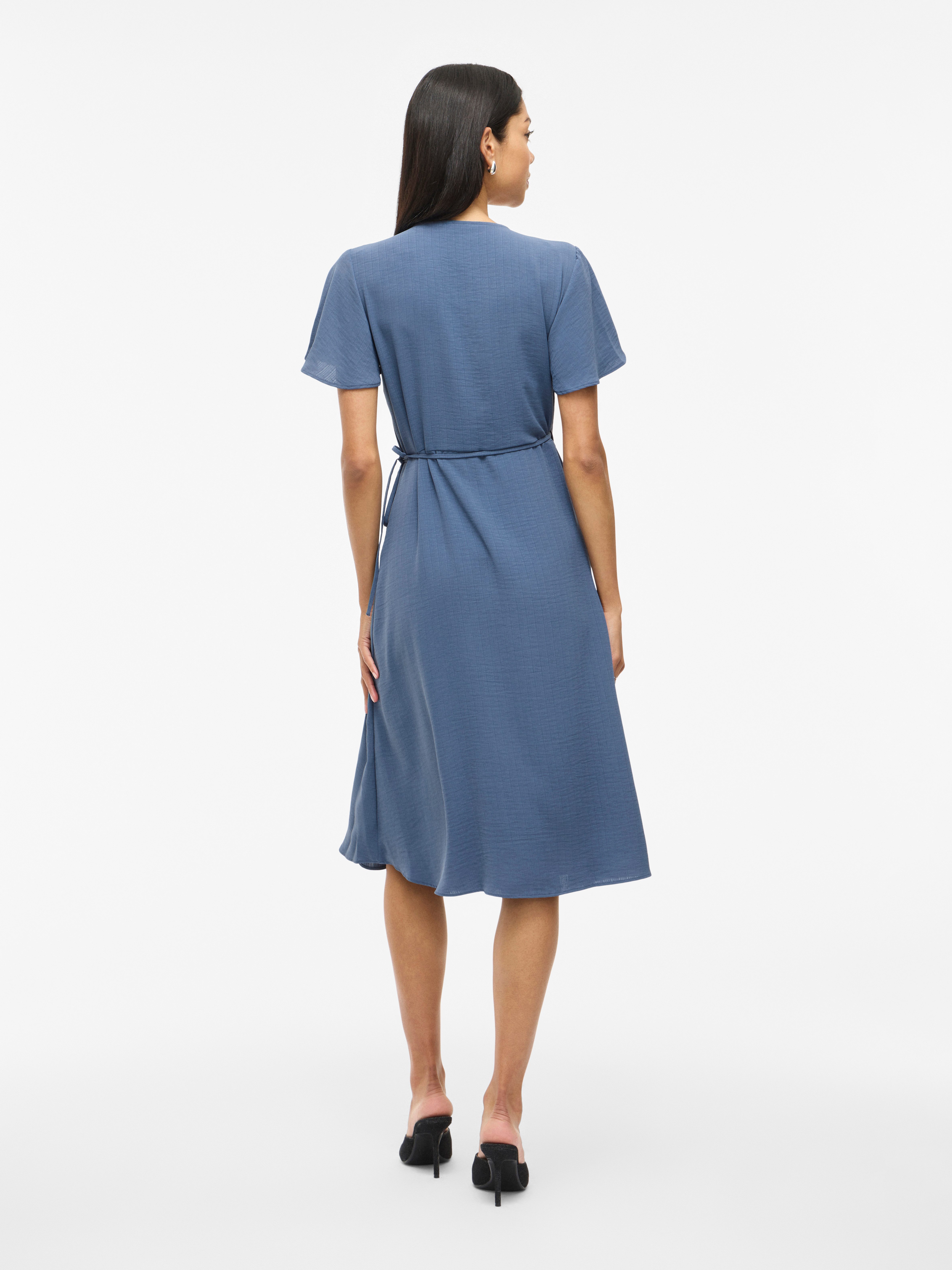 Vila Wikkeljurk VILOVIE S/S WRAP MIDI DRESS - NOOS