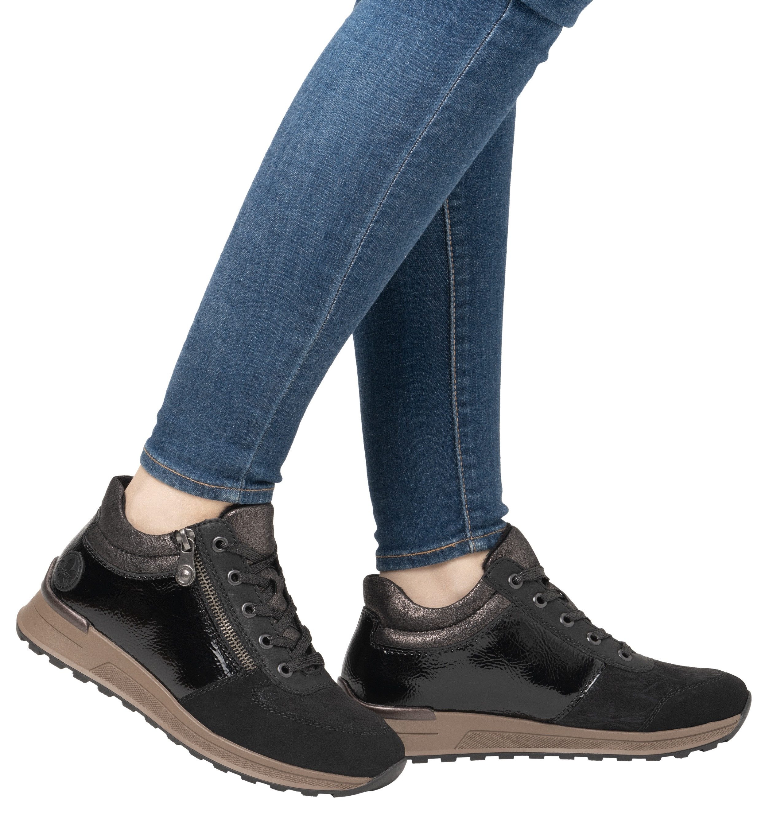 Rieker Sneakers , vrijetijdsschoen, lage schoen, veterschoen met zijrits