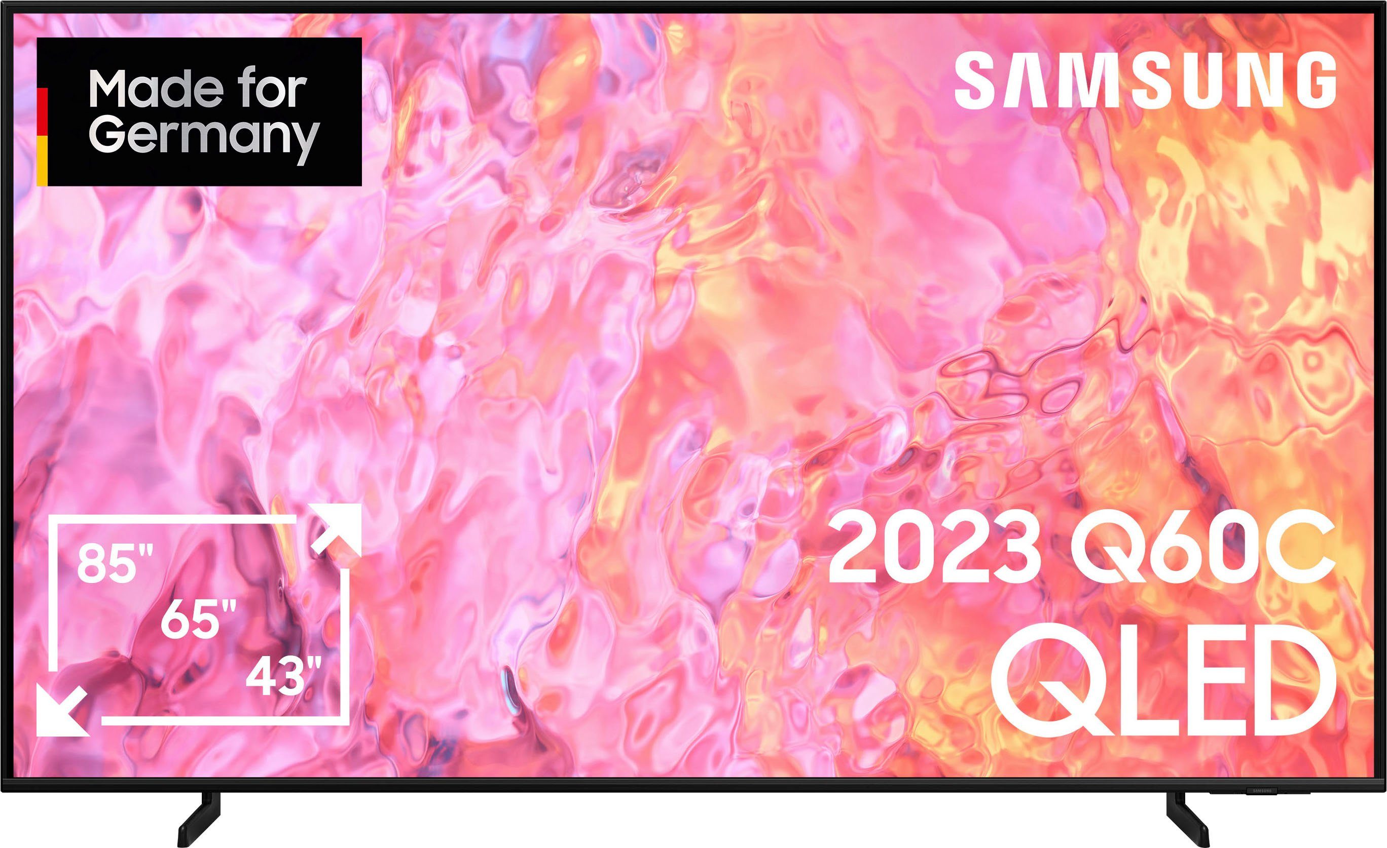 samsung qled-tv gq85q60cau, 214 cm - 85", 4k ultra hd, smart tv, 100% kleurvolume met quantum dots, quantum hdr, airslim, gaming hub zwart