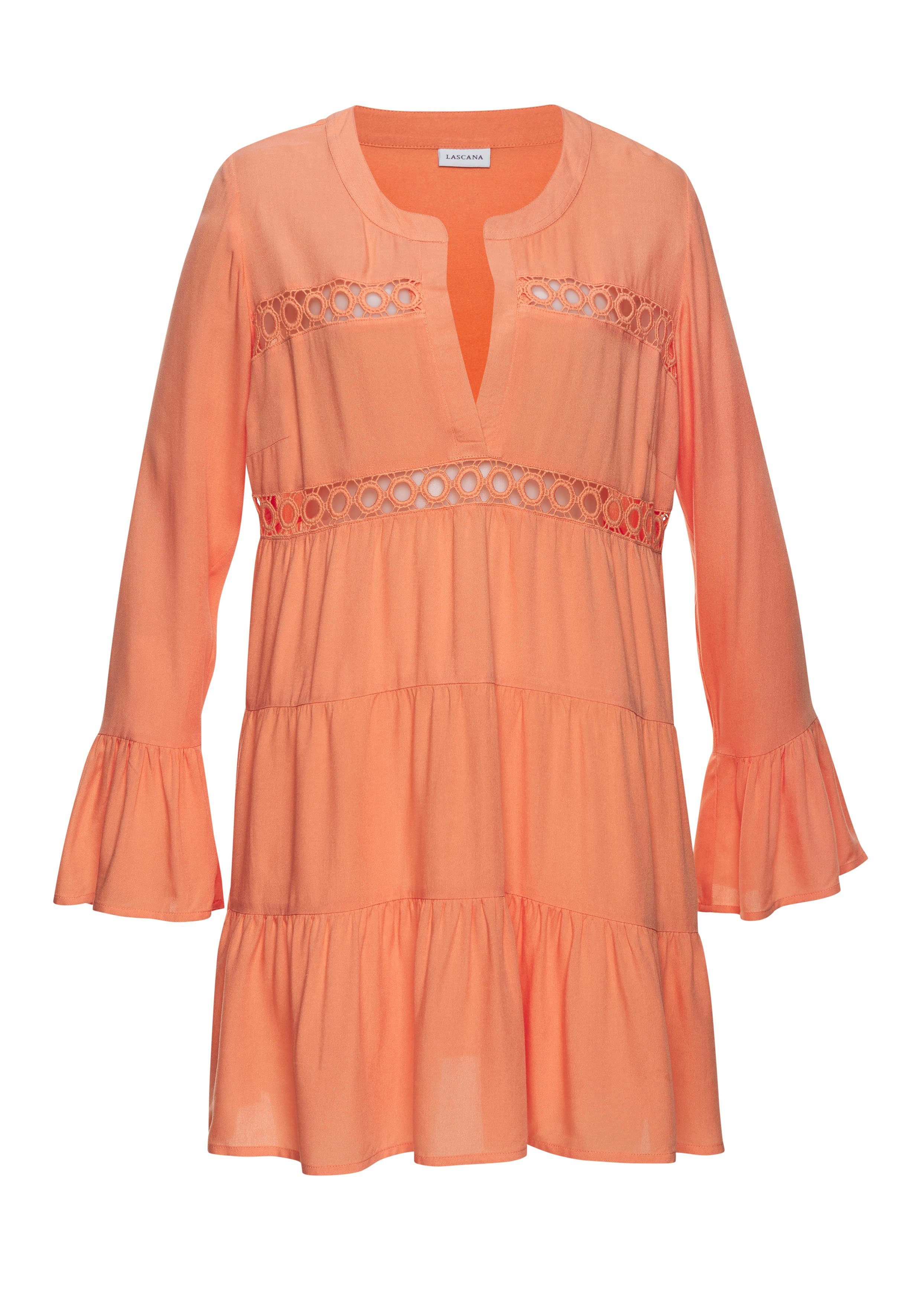 Lascana Lange blouse met kanten inzetstukken, tuniek, blousejurk, strandkleding