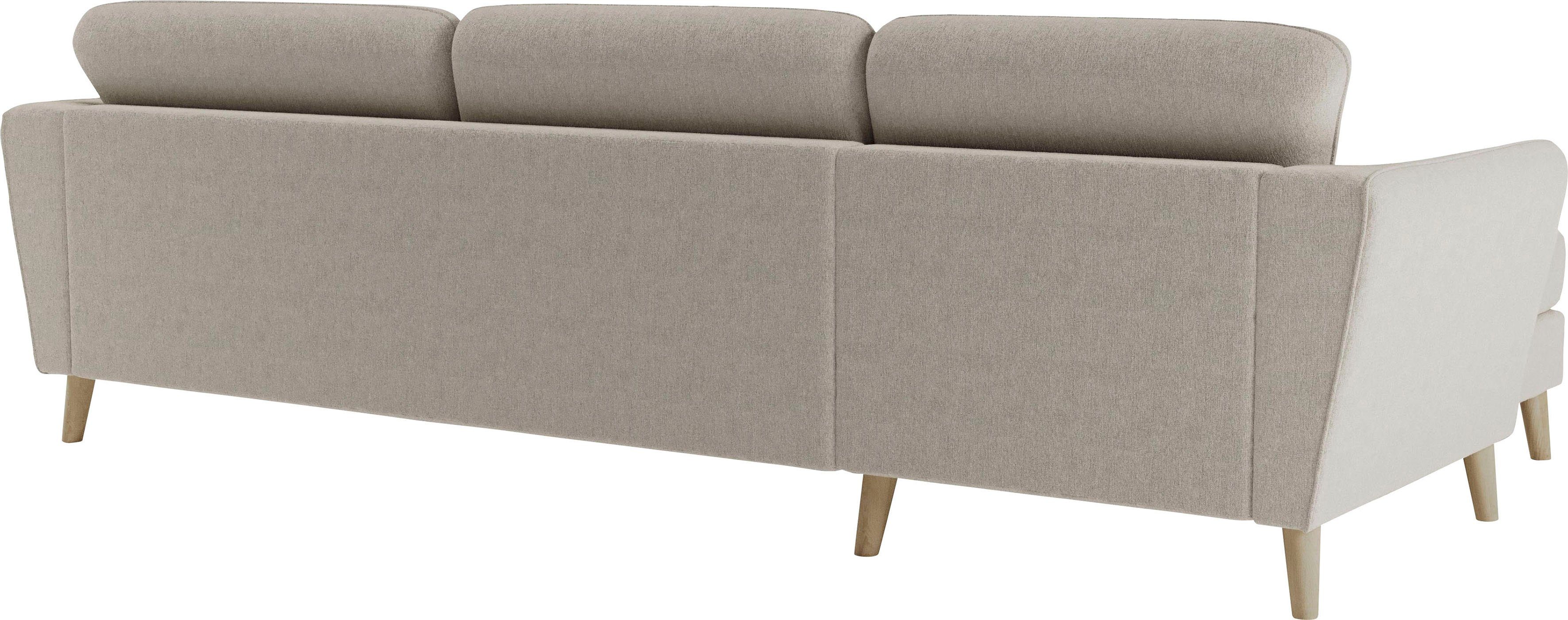 Home affaire Hoekbank MARSEILLE (279/152cm), L-vorm, rec. rechts/links, verschillende bekledingen Massief houten poten van eiken, in verschillend overtrekken en kleurvarianten