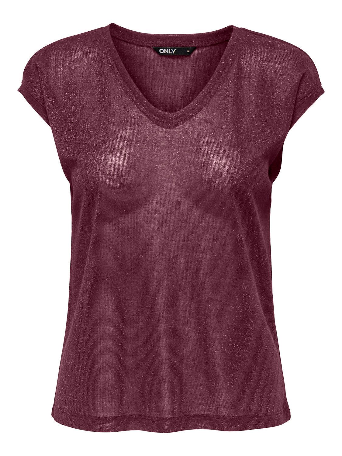 Only Shirt met korte mouwen ONLSILVERY S/S V NECK LUREX TOP JRS NOOS