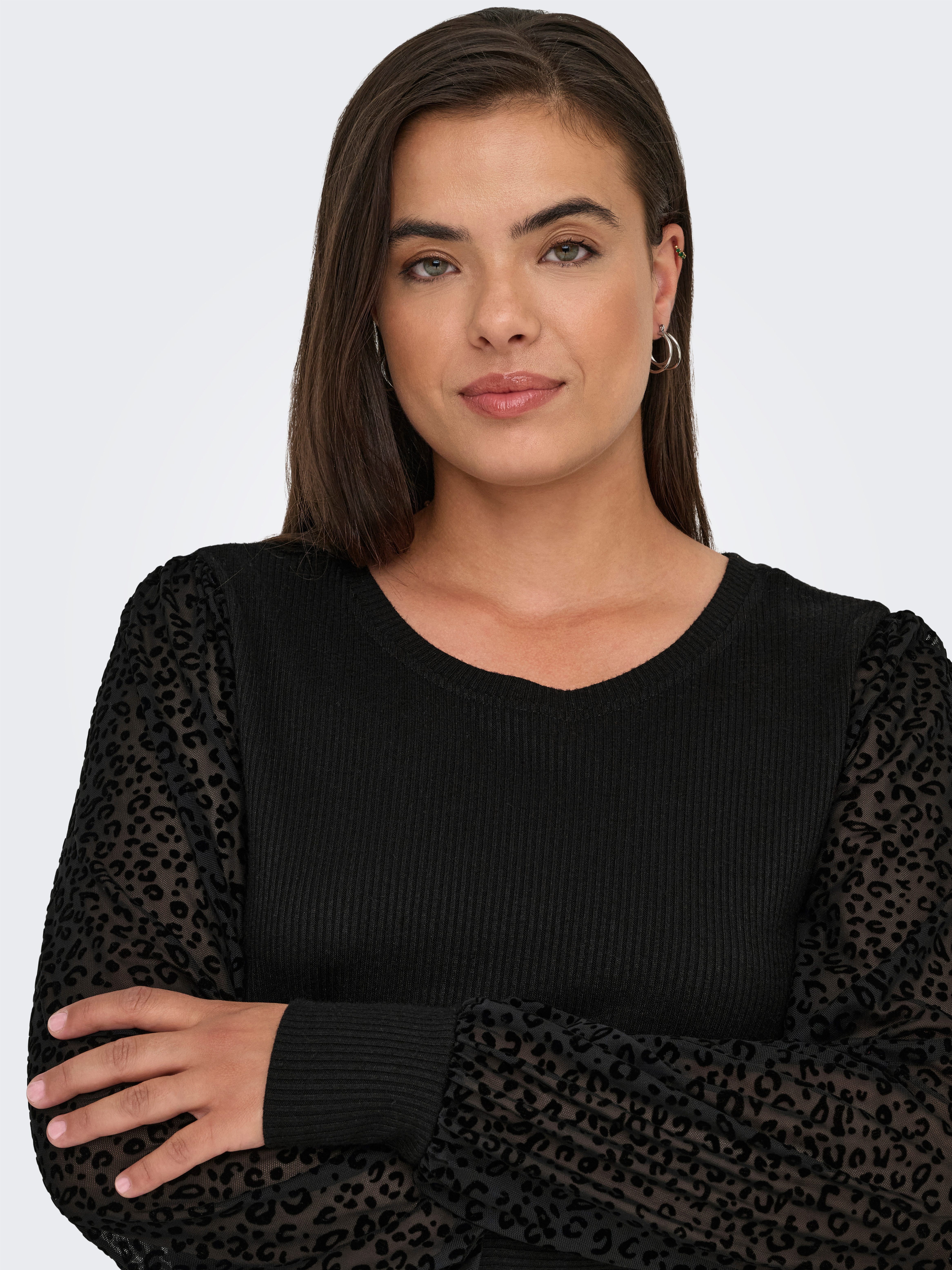 ONLY CARMAKOMA Shirt met lange mouwen CARVELENA L/S O-NECK BLOUSE JRS