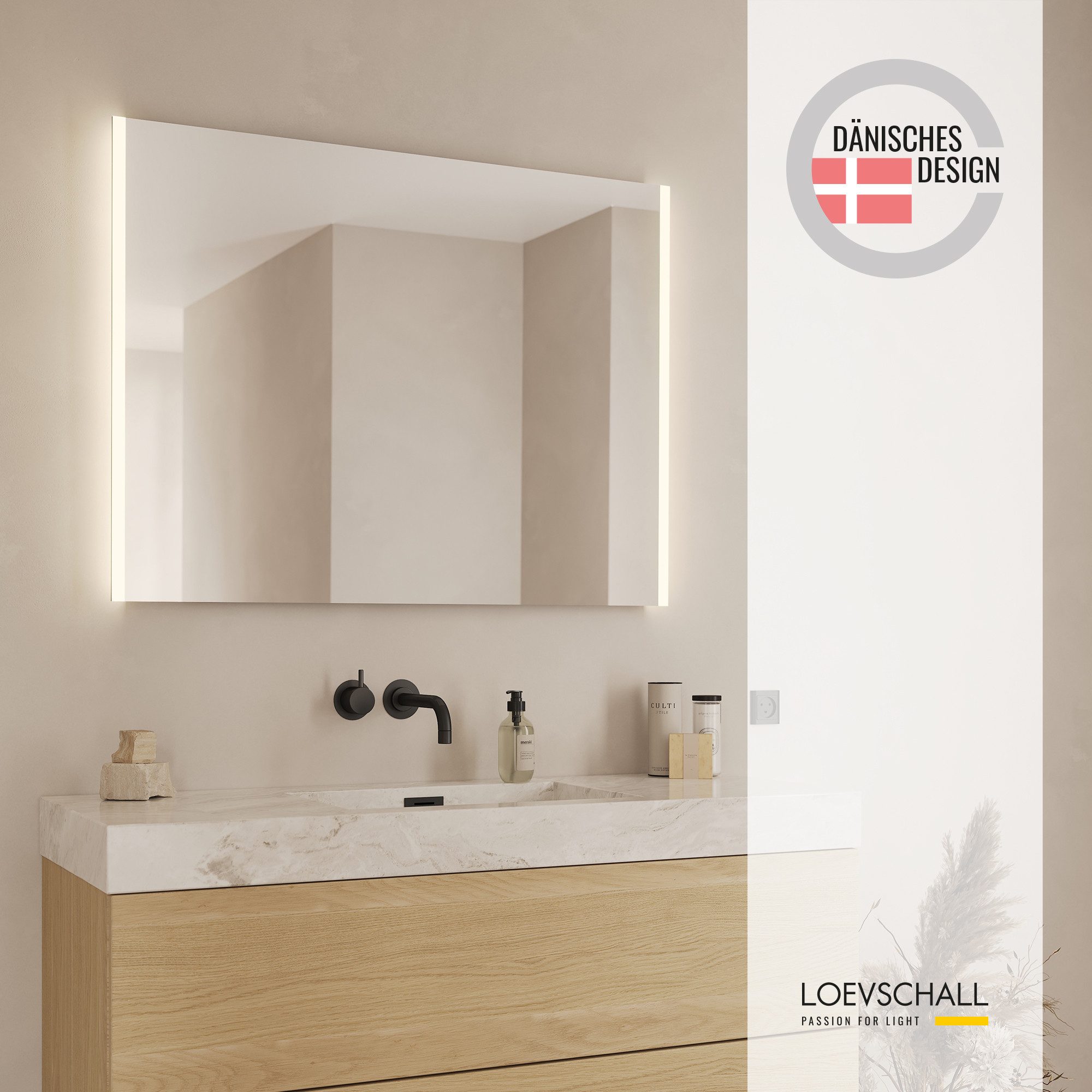 Loevschall Badspiegel Lago, spiegel bundel inclusief make-up spiegel, badkamer spiegel