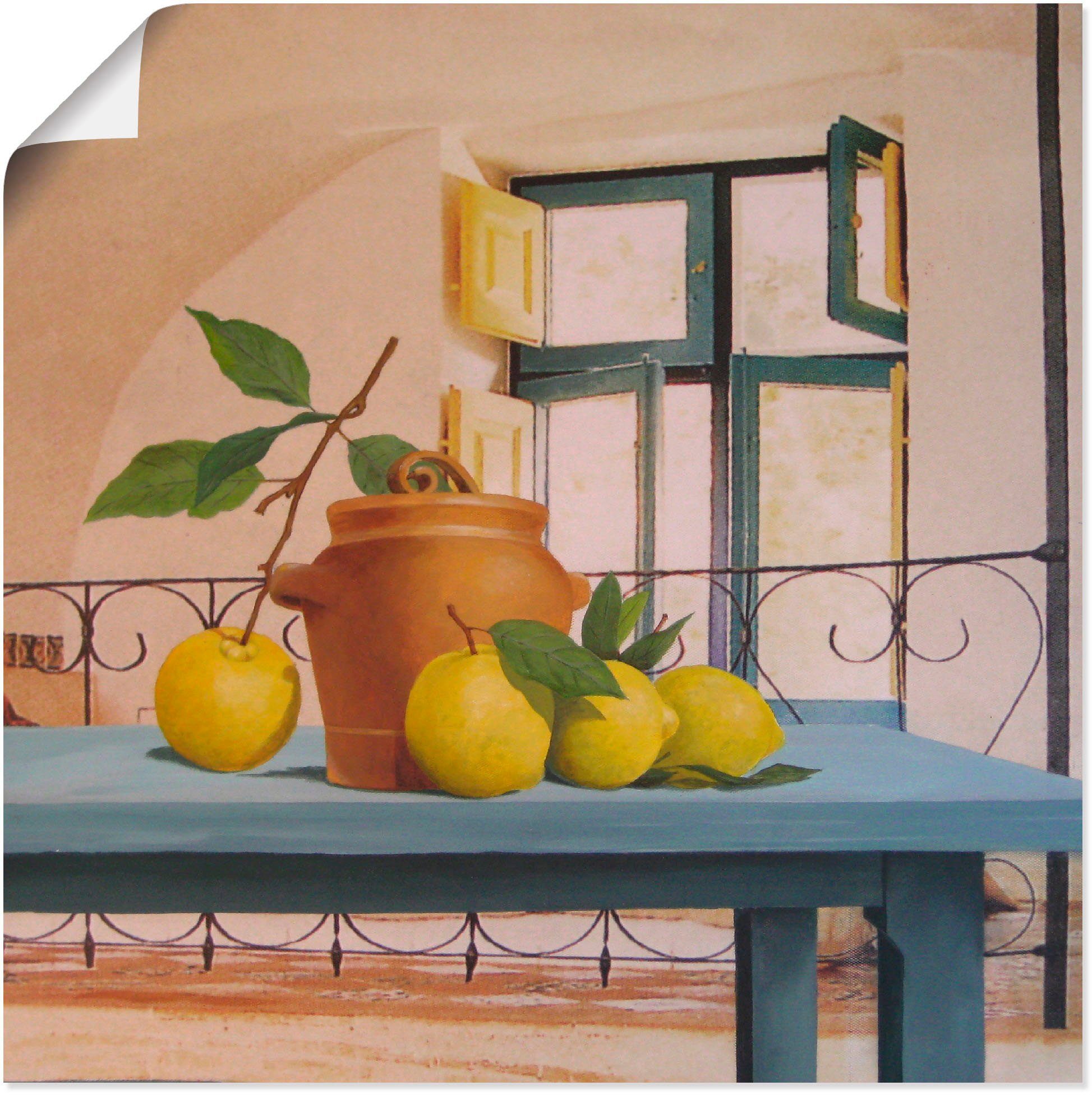 Artland Artprint Stilleven met citroenen in vele afmetingen & productsoorten -artprint op linnen, poster, muursticker / wandfolie ook geschikt voor de badkamer (1 stuk)