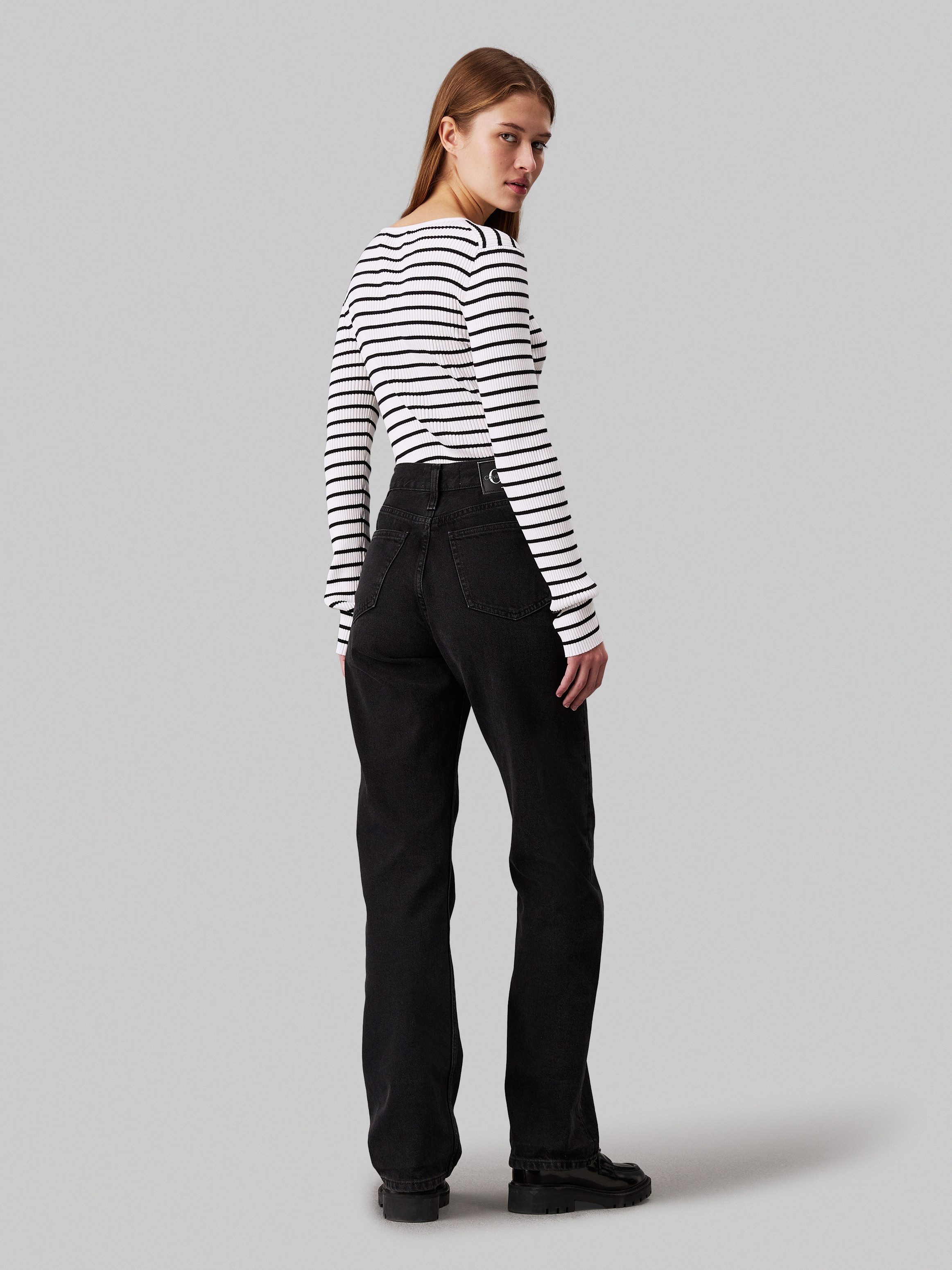 Calvin Klein Trui met ronde hals WOVEN LABEL TIGHT SWEATER
