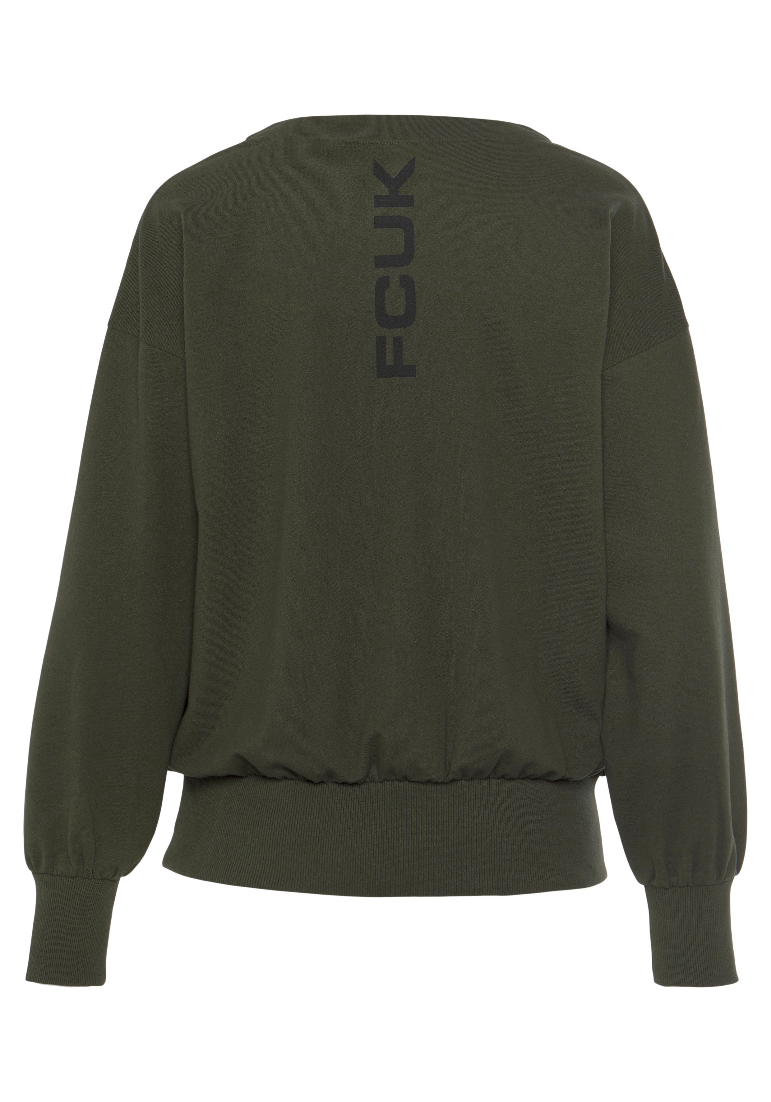 FCUK Sweatshirt Sweatshirt met V-hals en grote rugprint, loungeanzug (1-delig)