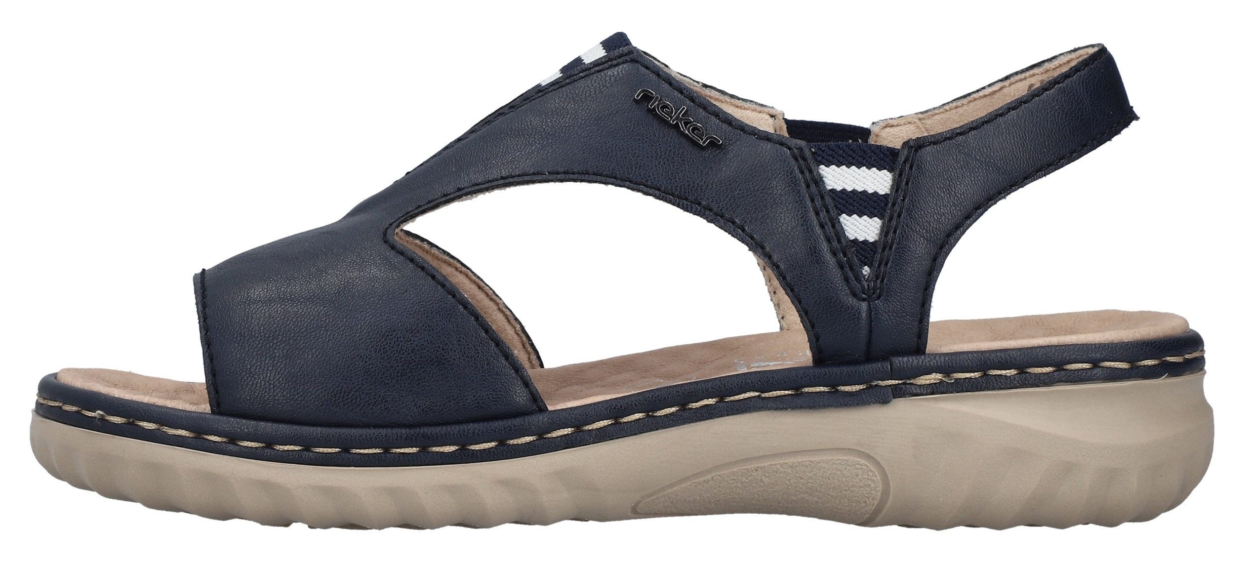 Rieker Sandalen , zomer schoen, sandalette, instapschoen met contrasterende siernaad
