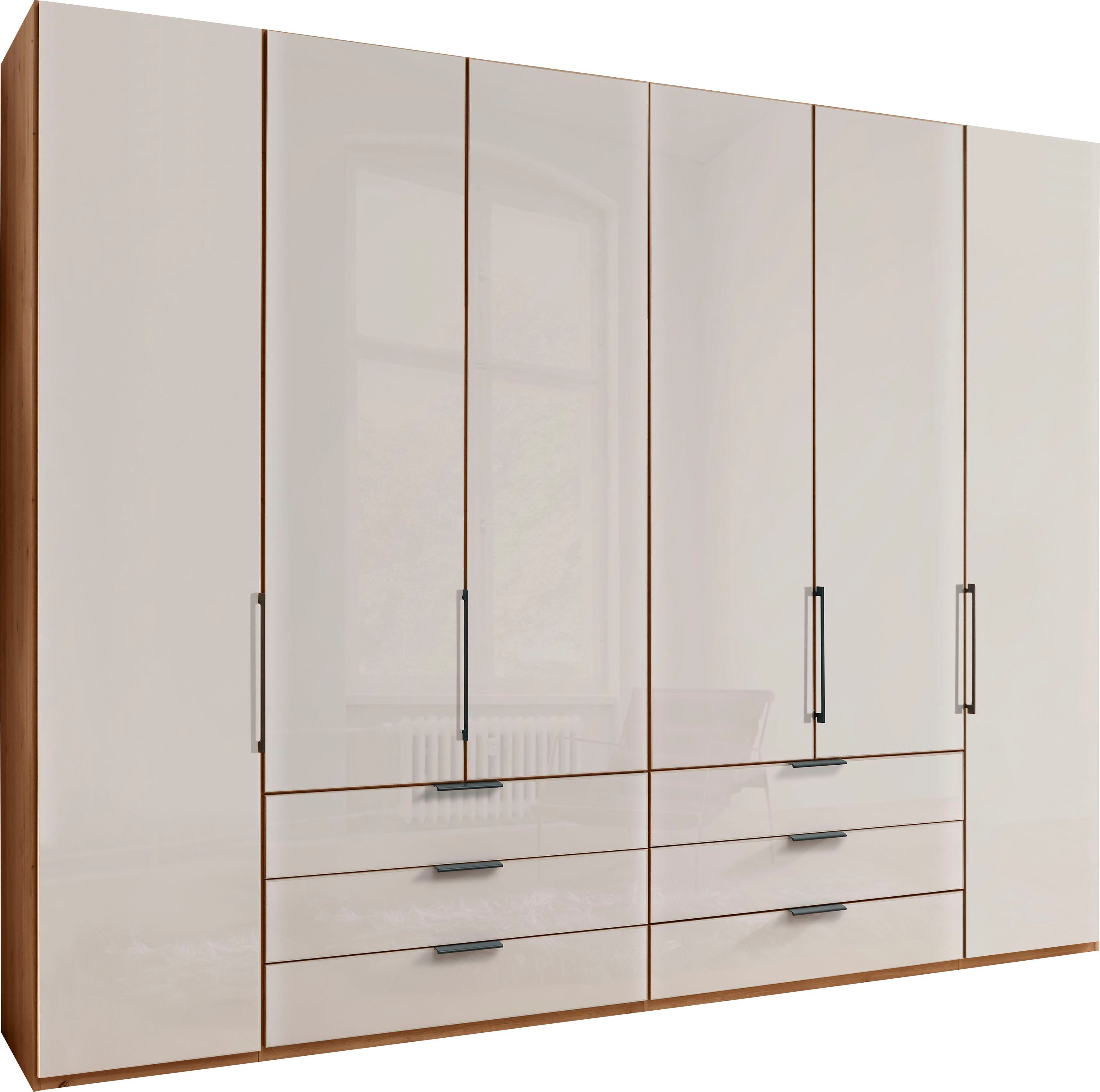 WIEMANN Vouwdeurkast Monaco met hoogwaardig beslag inclusief ladedemping garderobekasten maat 295,3 cm x 216 cm x 58 cm beige