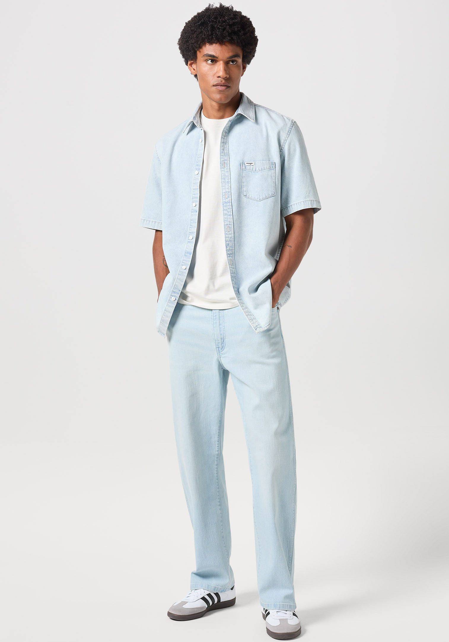 Wrangler Jeans overhemd heren denim overhemden maat L blauw
