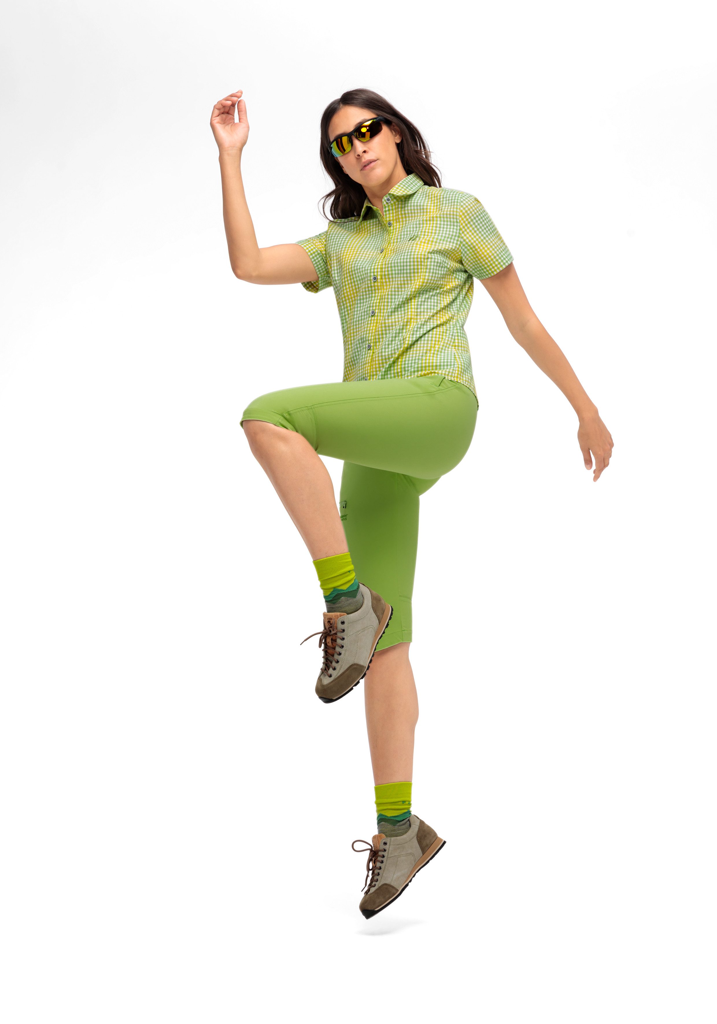 Maier Sports Functionele blouse Philina Geruite blouse met korte mouwen voor wandelen reizen en vrije tijd