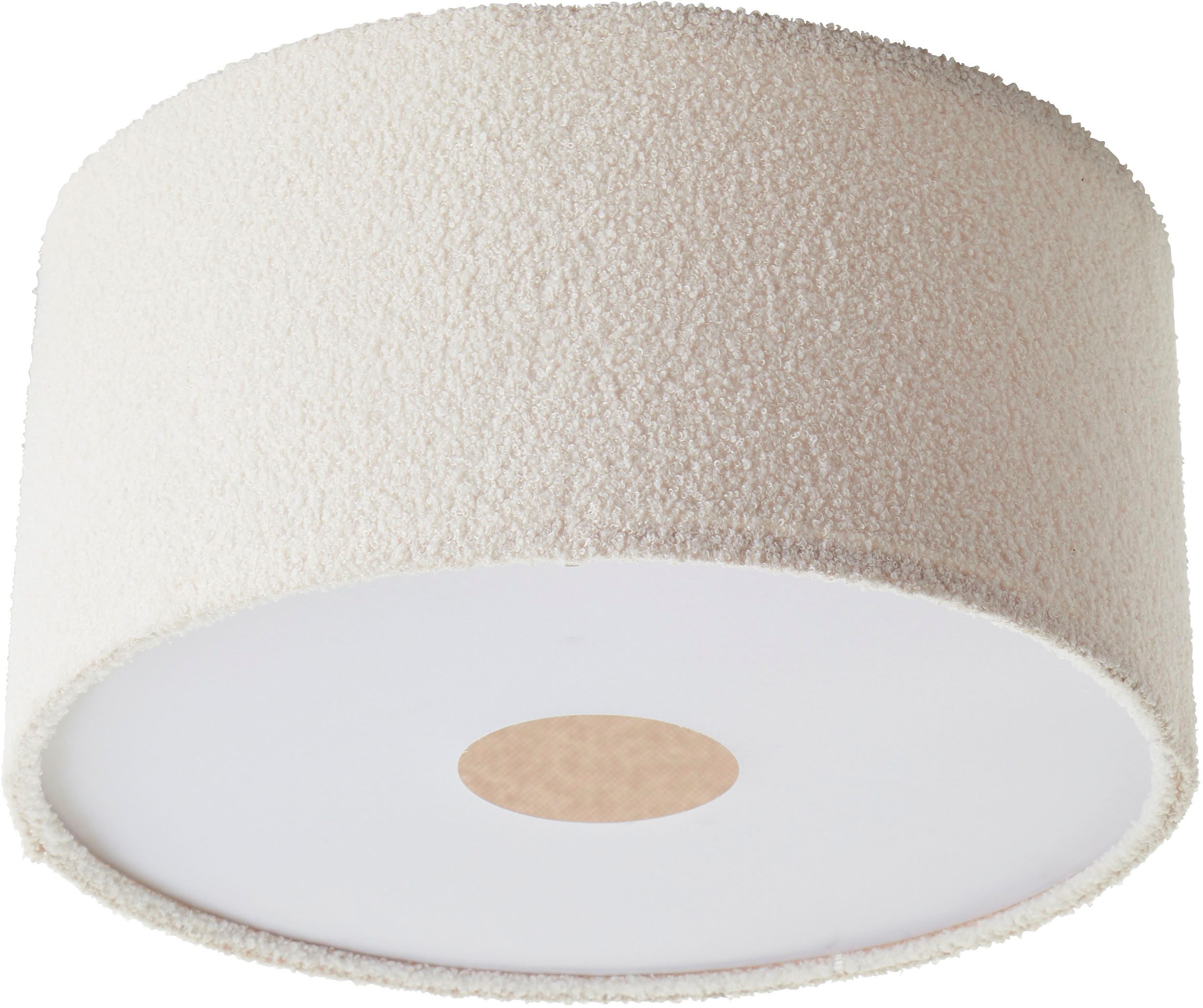 LeGer Home by Lena Gercke Plafondlamp Debora Teddy-stof, Ø 45 cm, E27, beige (1 stuk)