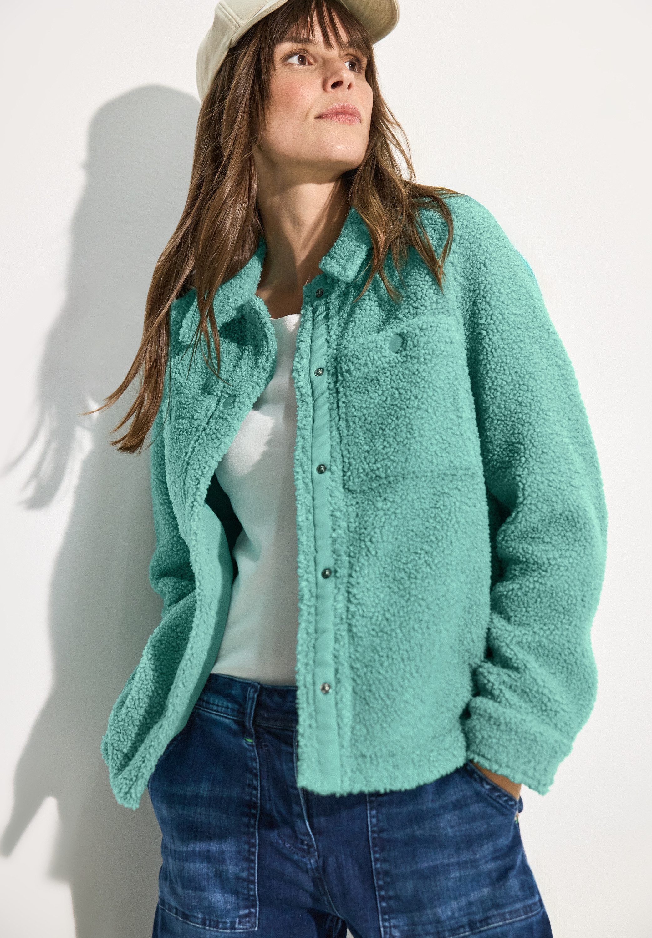 Cecil Teddy-jack met overhemdkraag Green Dames