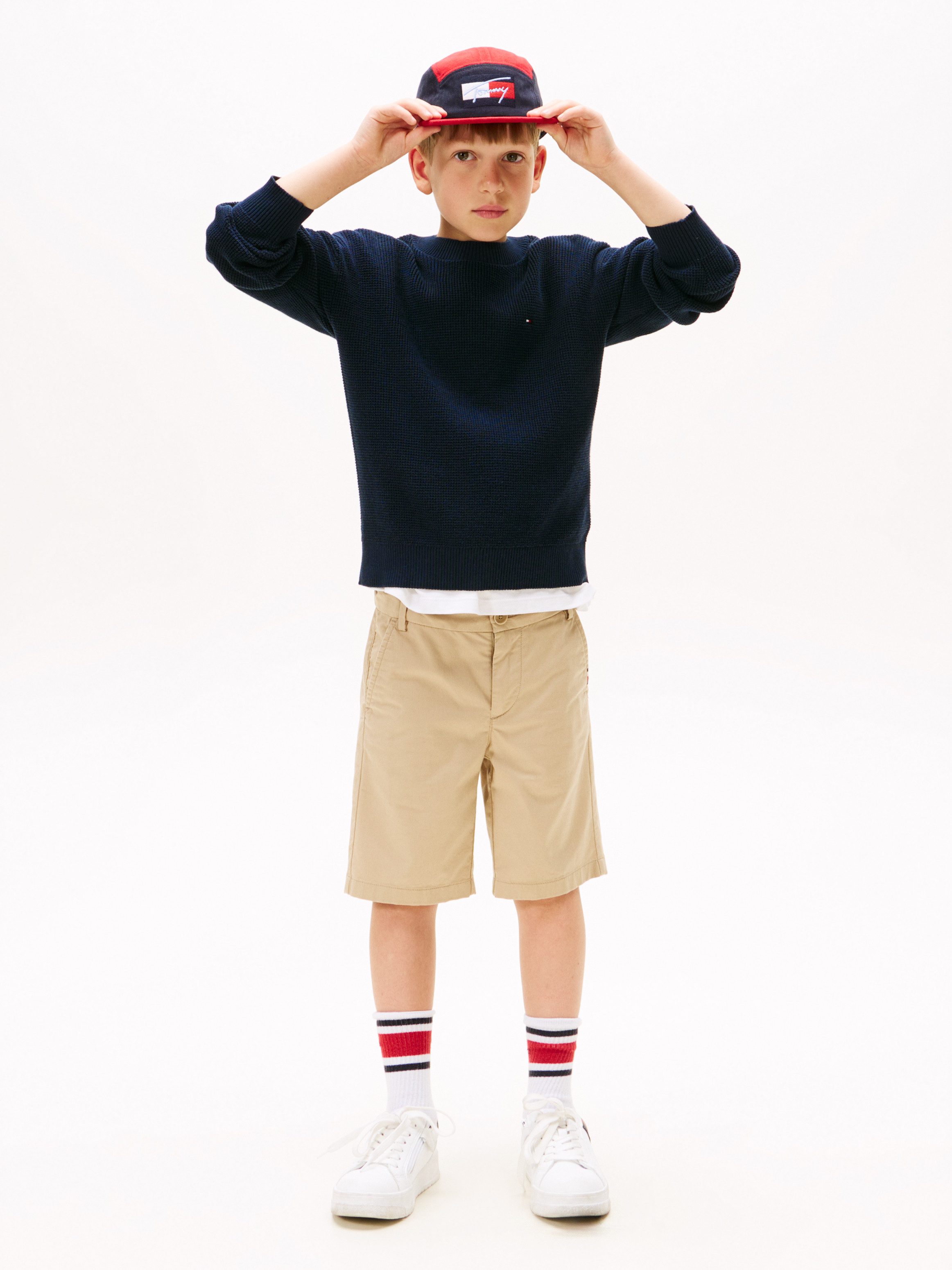Tommy Hilfiger Trui met ronde hals COTTON TEXTURE SWEATER voor kinderen tot 16 jaar, structuur breiwerk