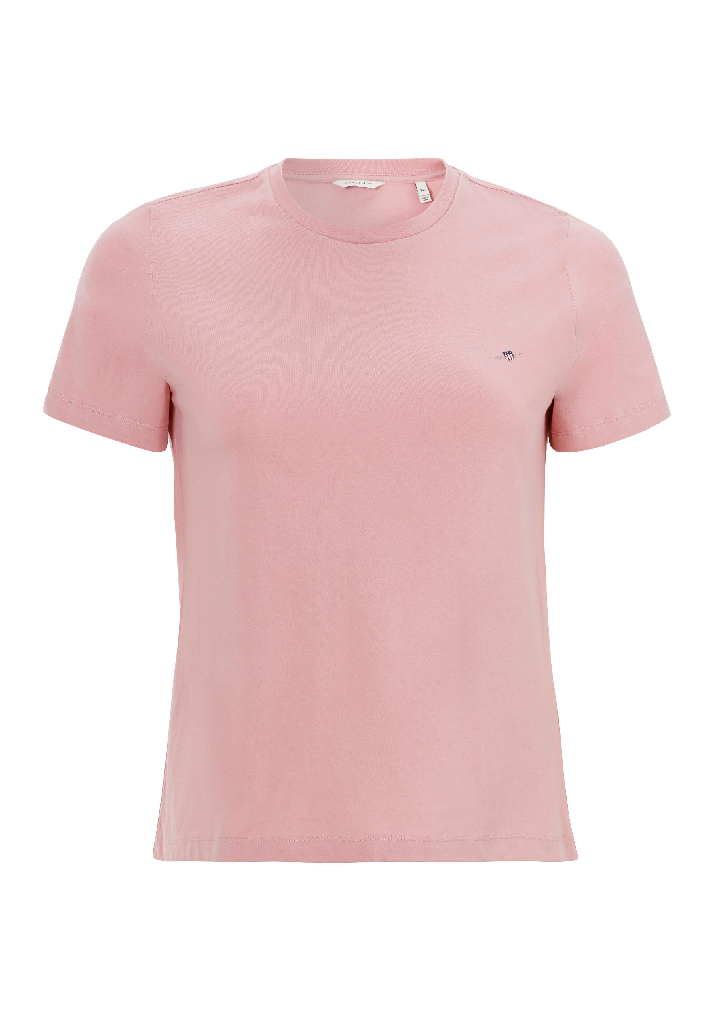 Gant Shirt met korte mouwen PRINTED ARCHIVE SHIELD T-SHIRT klein logoborduursel op borsthoogte dames t-shirts maat XL roze