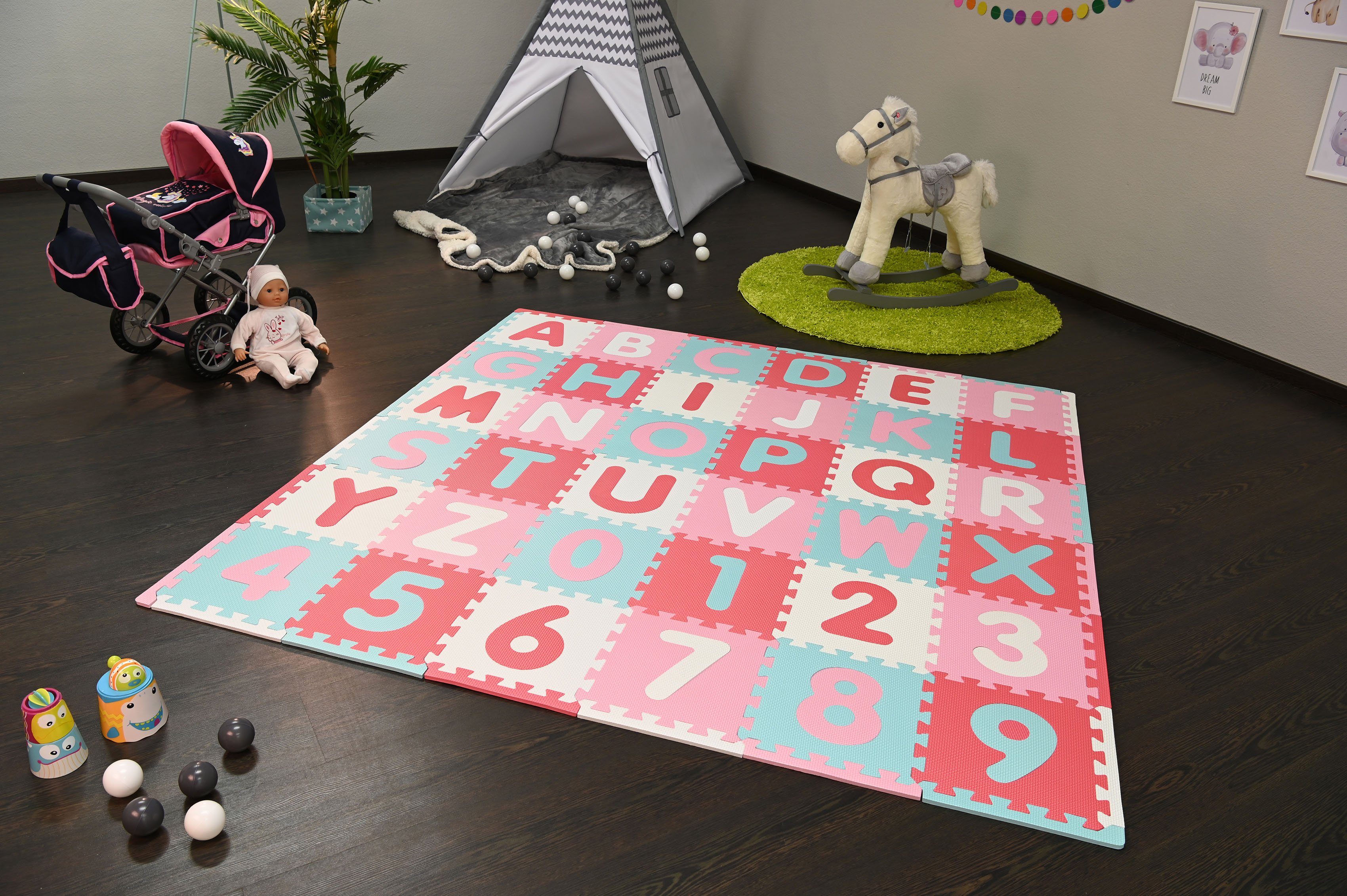 Knorrtoys® Puzzel Alfabet + getallen, pink-roze