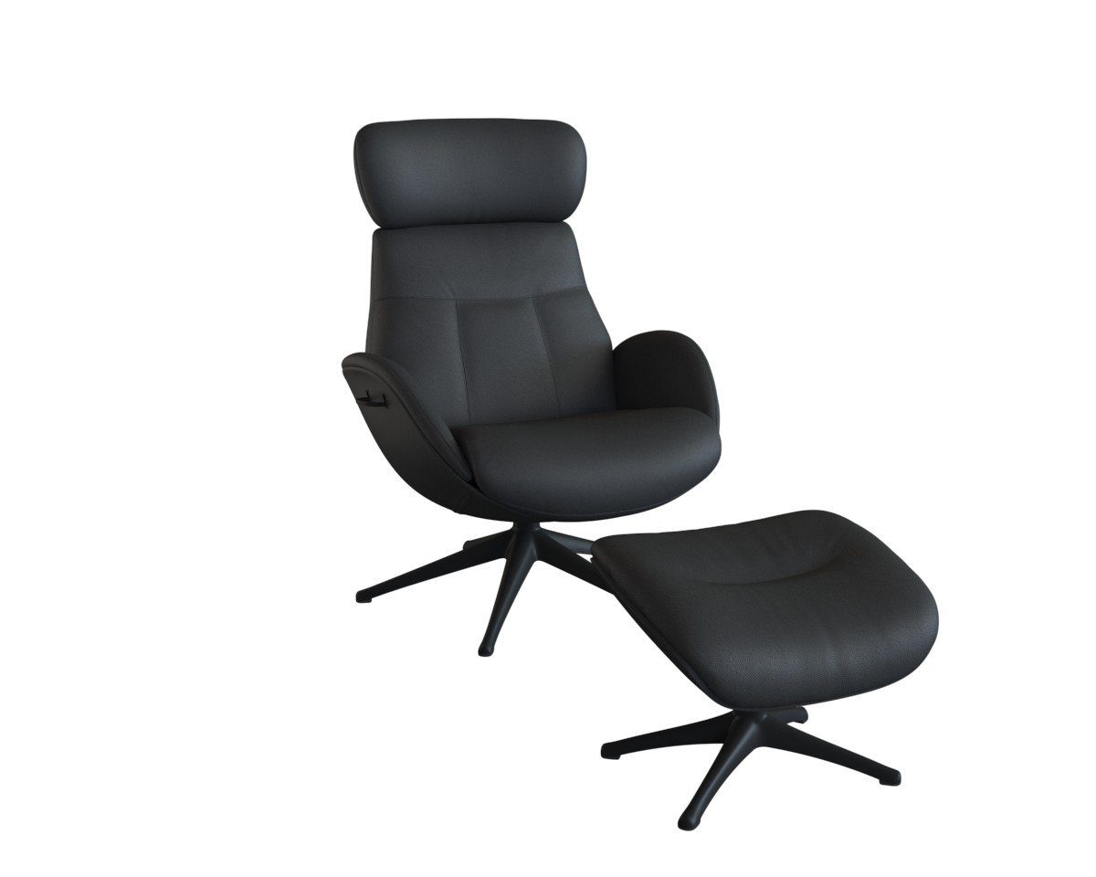 FLEXLUX Relaxfauteuil Relaxchairs Elegant Eersteklas comfort, rug- en hoofdsteunverstelling, draaibaar, zwarte voet