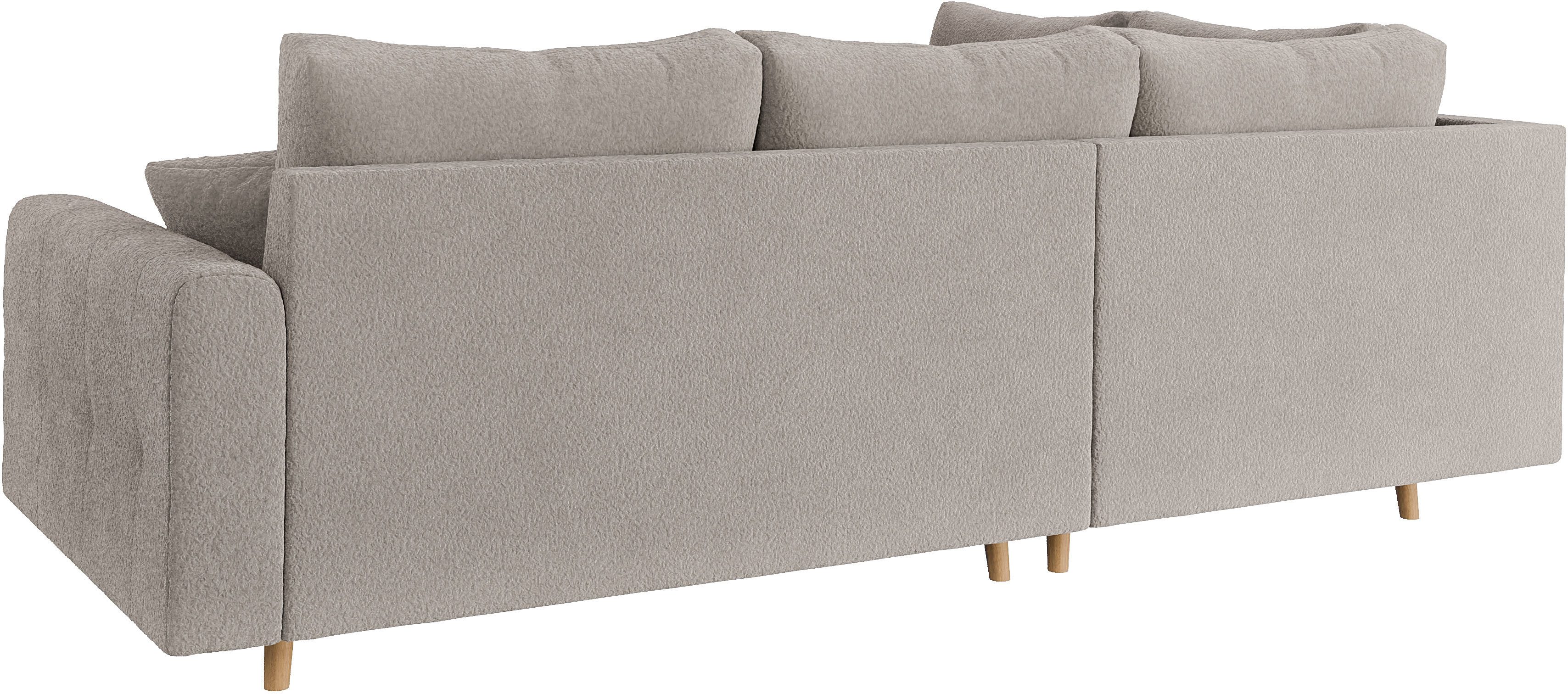 Home affaire Hoekbank CHARRE L-vorm met ottomane, afmetingen B/D/H: 231/161/81 cm fijne stiksels, losse rug- en sierkussens, ook in cord en bouclé