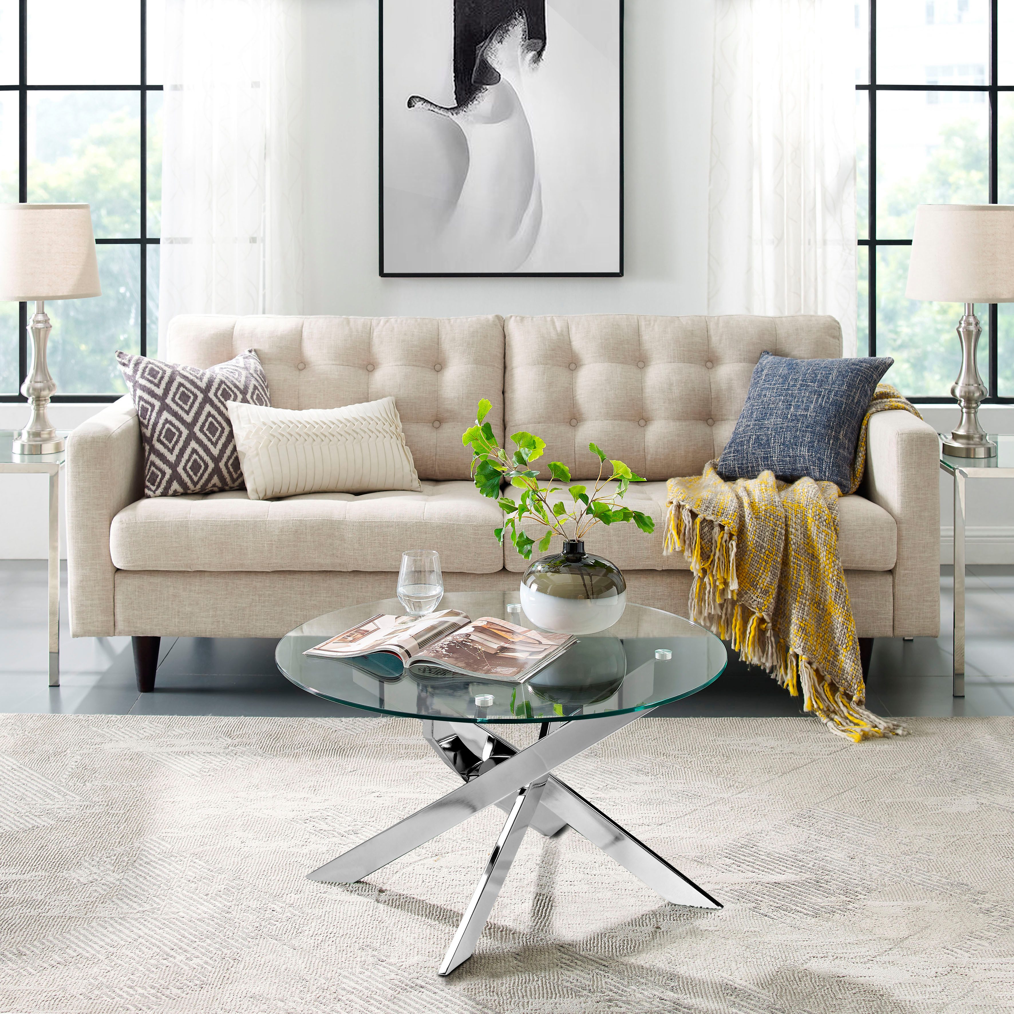 Leonique Salontafel Luzie verschillend onderstel (in chroom en zwart), breedte 80 cm