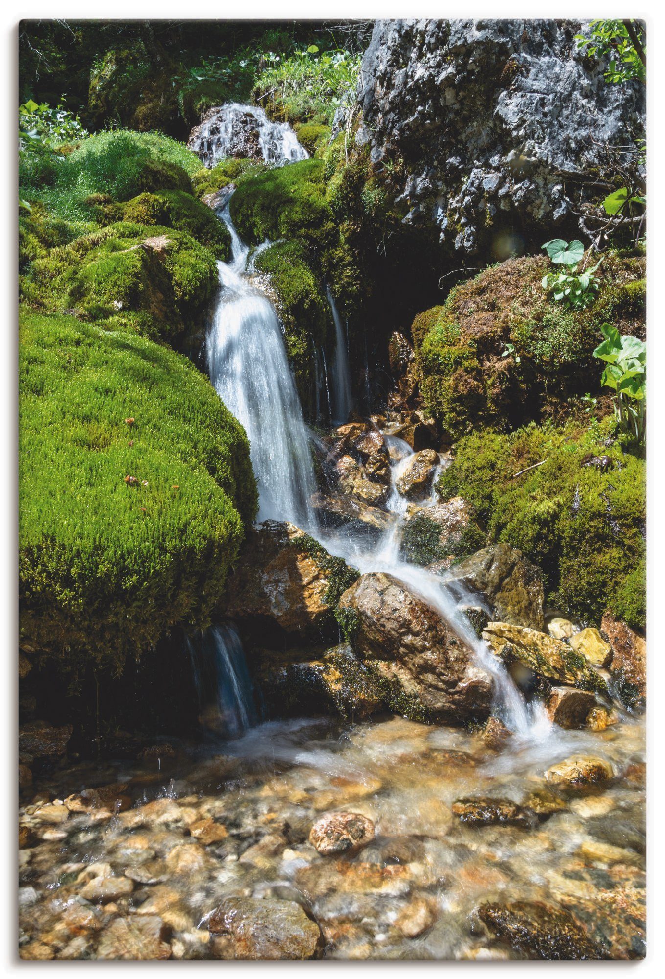 Artland Artprint Kleine waterval in de bergen als artprint op linnen, poster, muursticker in verschillende maten