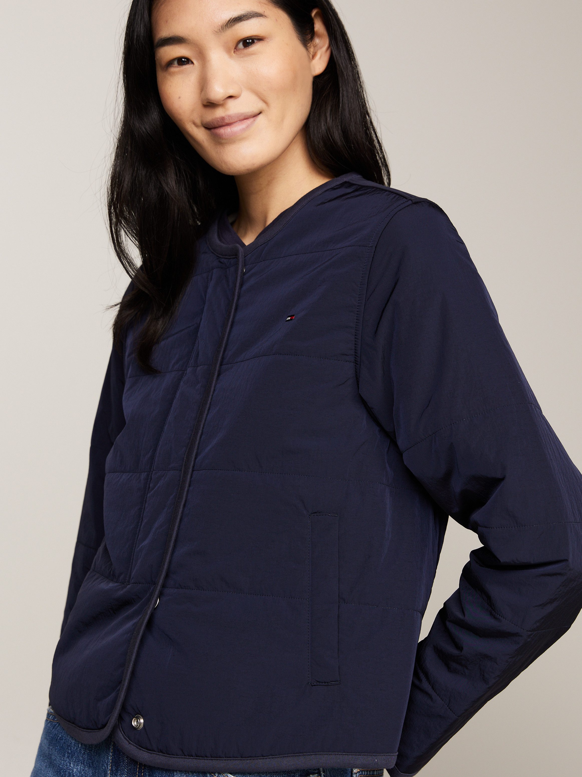 Tommy Hilfiger Gewatteerde jas JERSEY LINED JACKET met tommy jeans-merklabel
