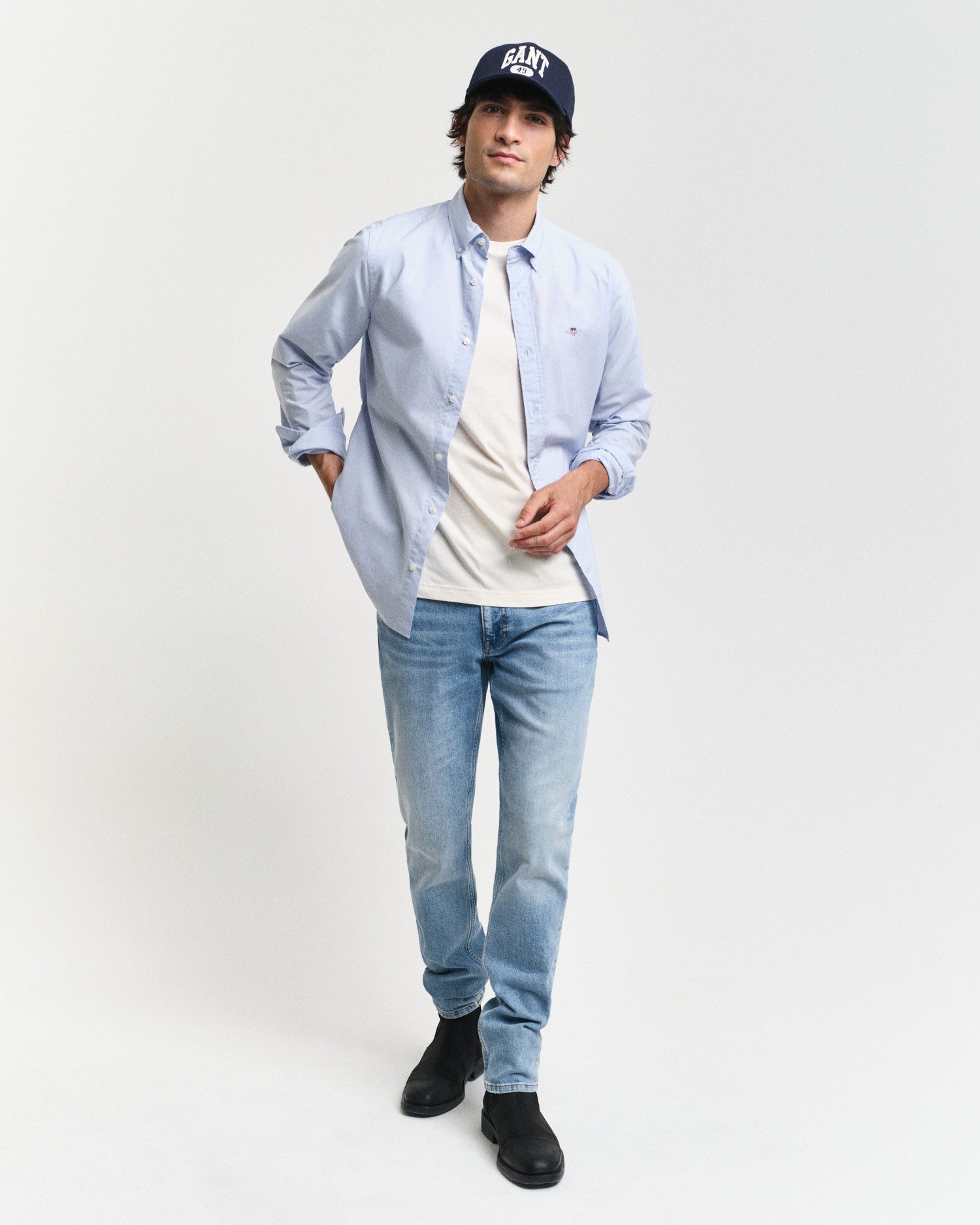 Gant Overhemd met lange mouwen Slim fit poplin overhemd licht slijtvast easy care
