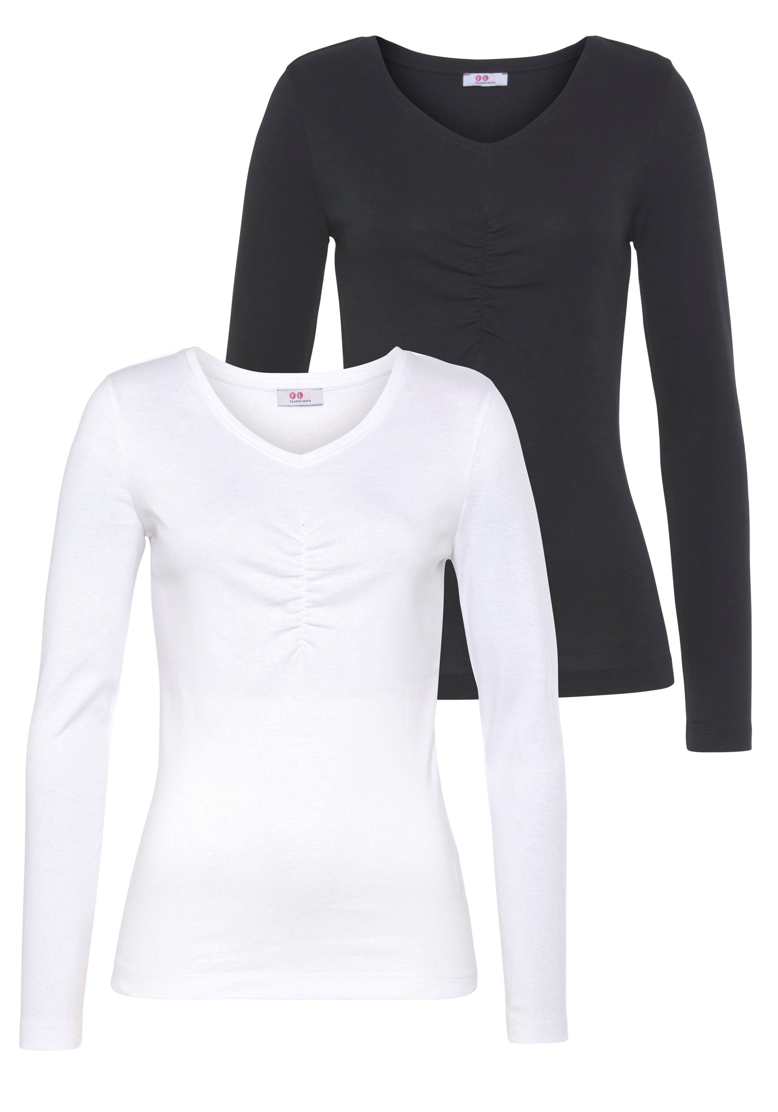 Flashlights Longsleeve Lange mouwen, zeer figuurvolgende snit, fijn ribstof, basic-stijl (set,...