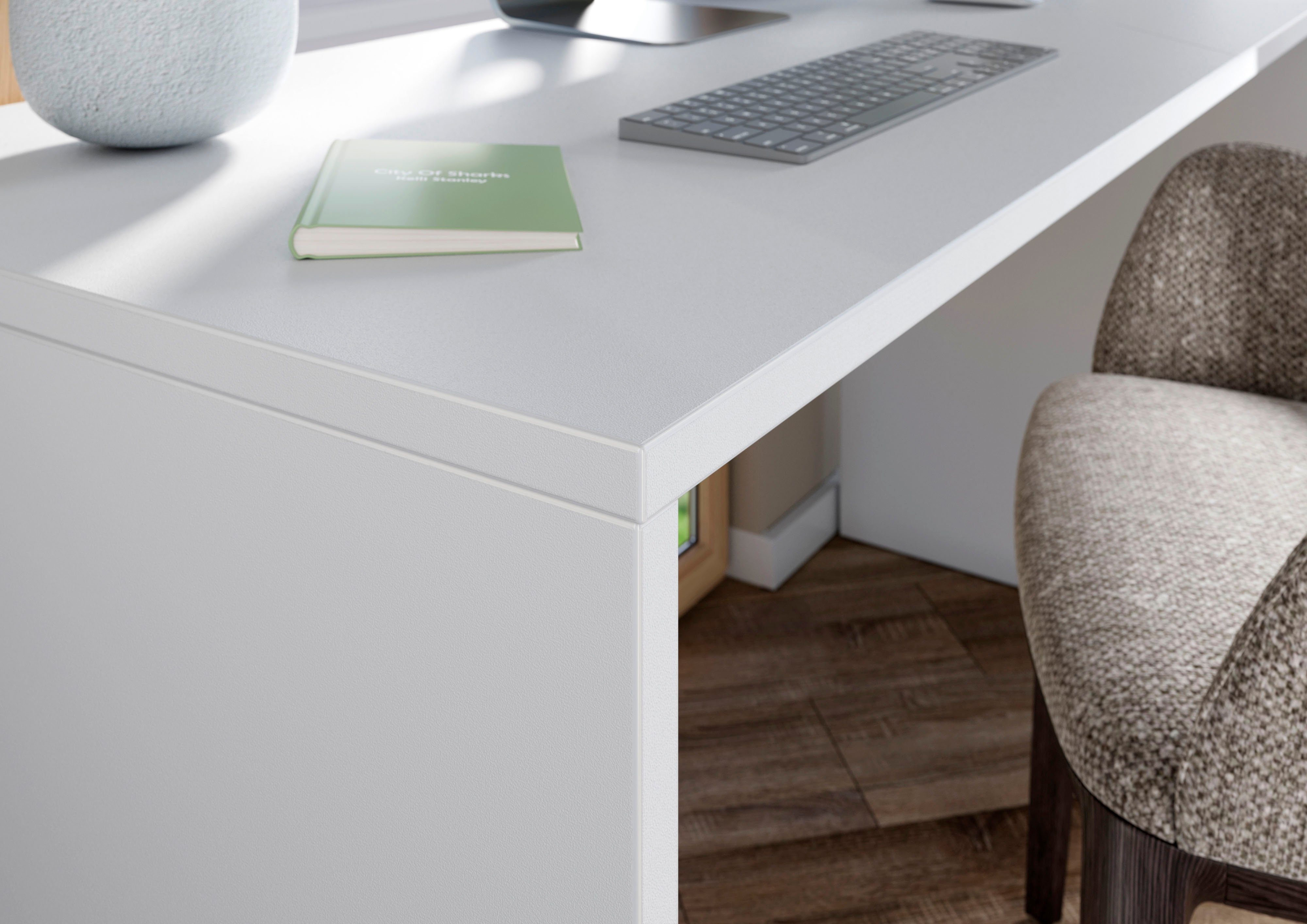 andas Bureau Njavve wangenbureau met kniepaneel , vrij plaatsbaar, breedte 140 cm, made in germany