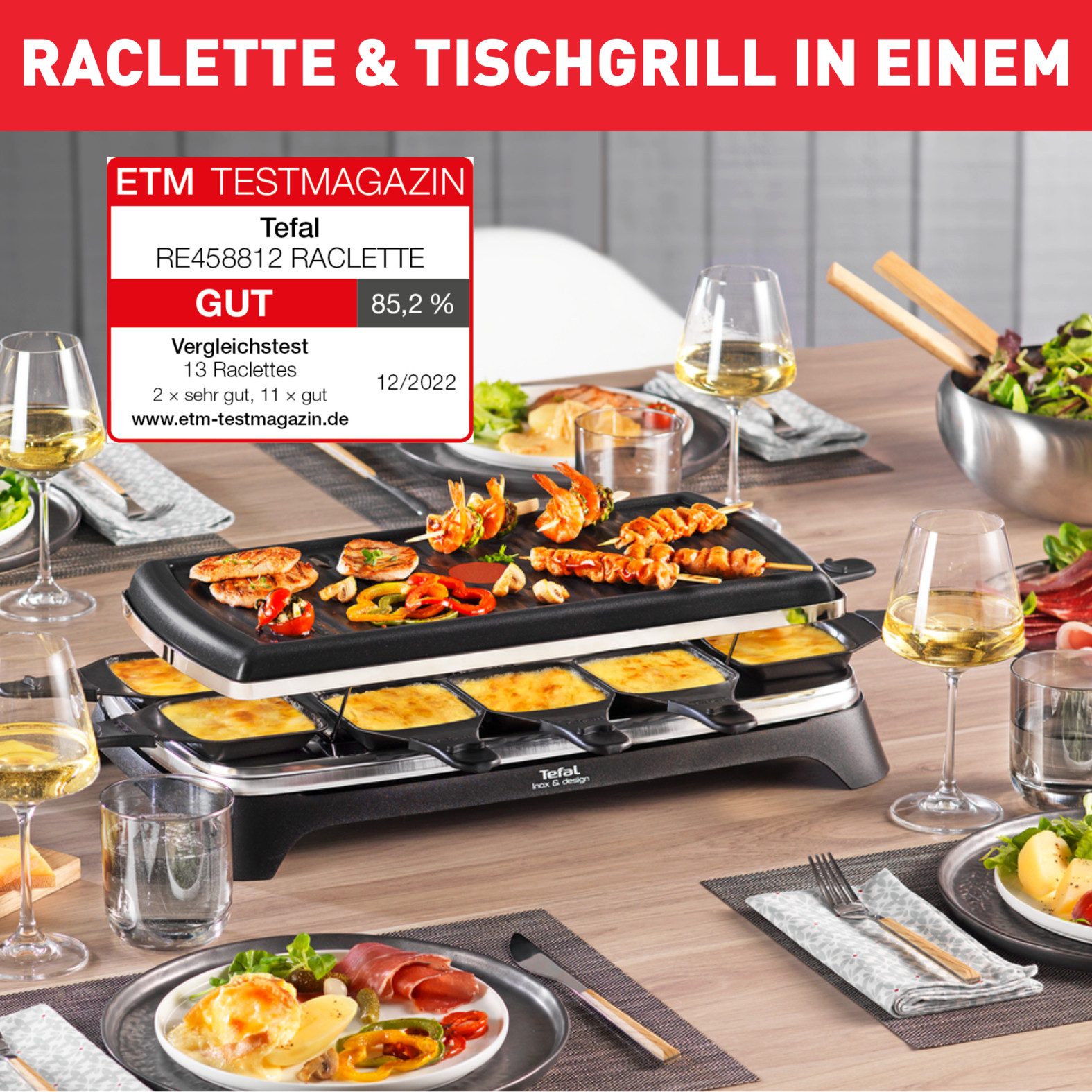 Tefal Raclette Ambiance, incl. tafelgrillfunctie, afneembaar snoer voor maximaal 10 personen, tafelgrill-functie, afneembare kabel
