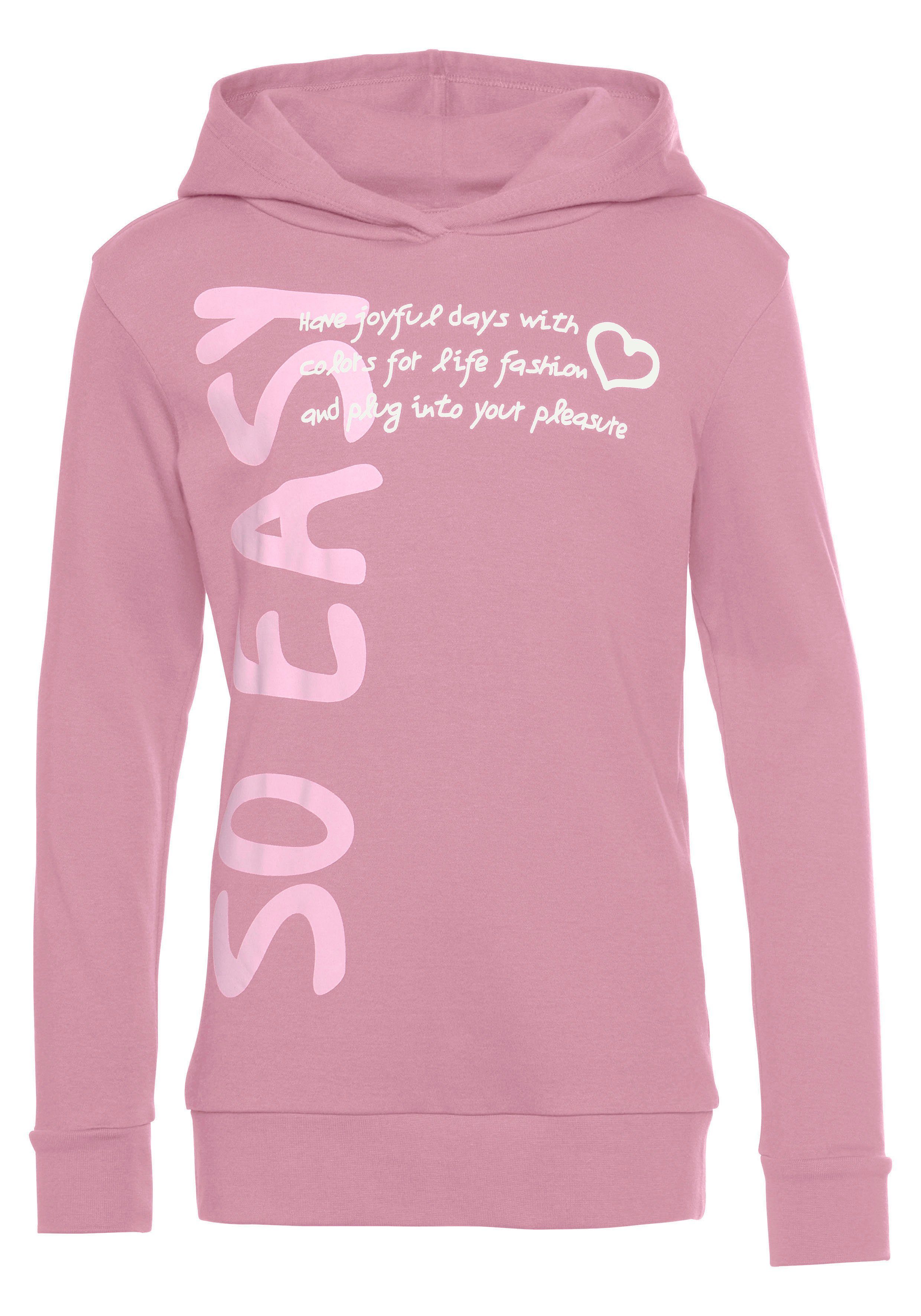 KIDSWORLD Capuchonshirt SO EASY - Print Lange mouwen, basic pasvorm, met modieuze prints