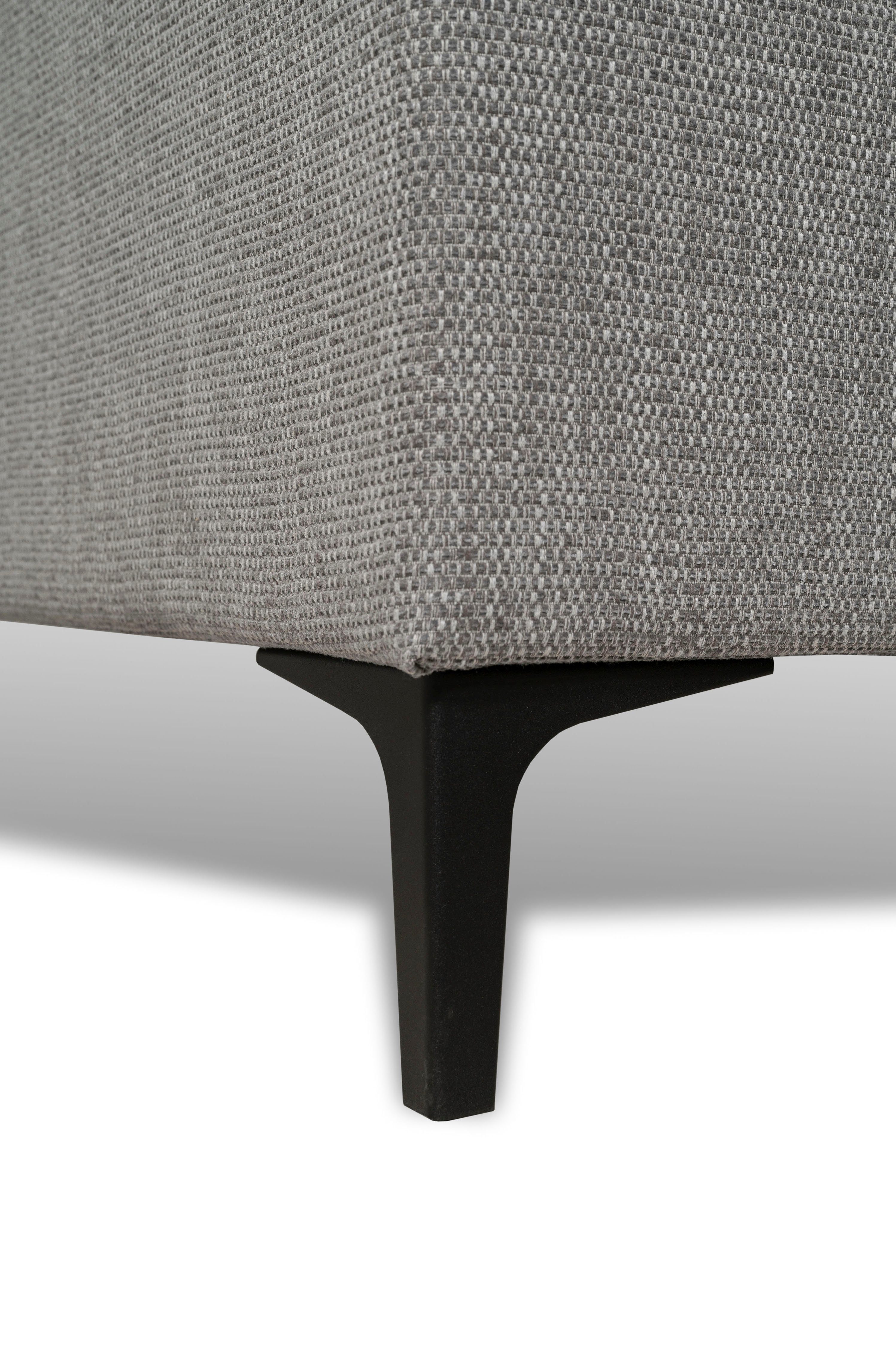 Places of Style Hoekbank Oland, structuur, platweefsel, luxe microvezel, bouclé L-vorm, 289 cm, golfondersteuning, Scandinavisch ontwerp, metalen poten