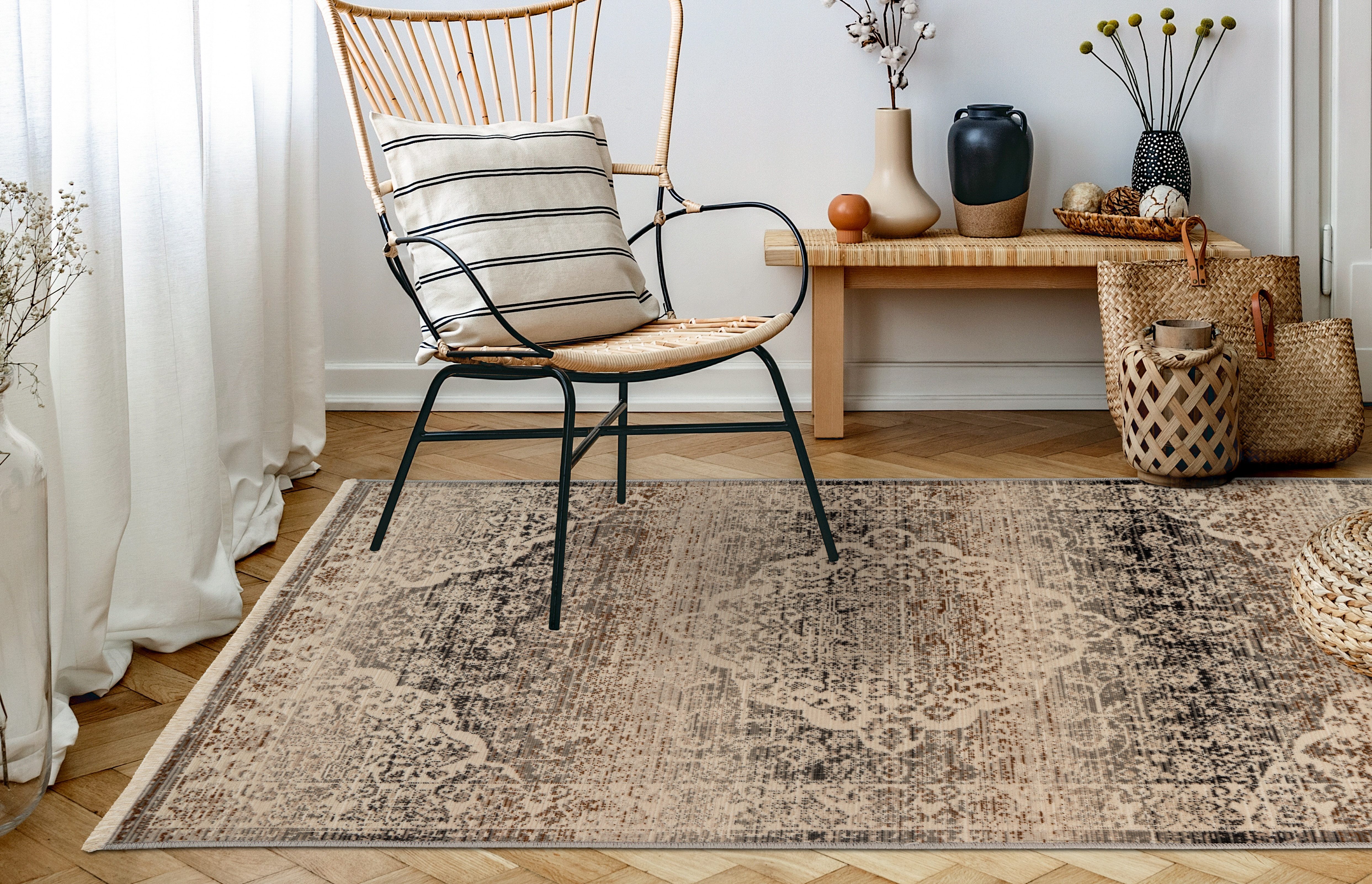 Kayoom Vloerkleed Charin 725 Oriëntaals ontwerp, slijtvast, onderhoudsvriendelijk moderne vloerkleden maat 120 cm x 170 cm x 3,5 mm beige