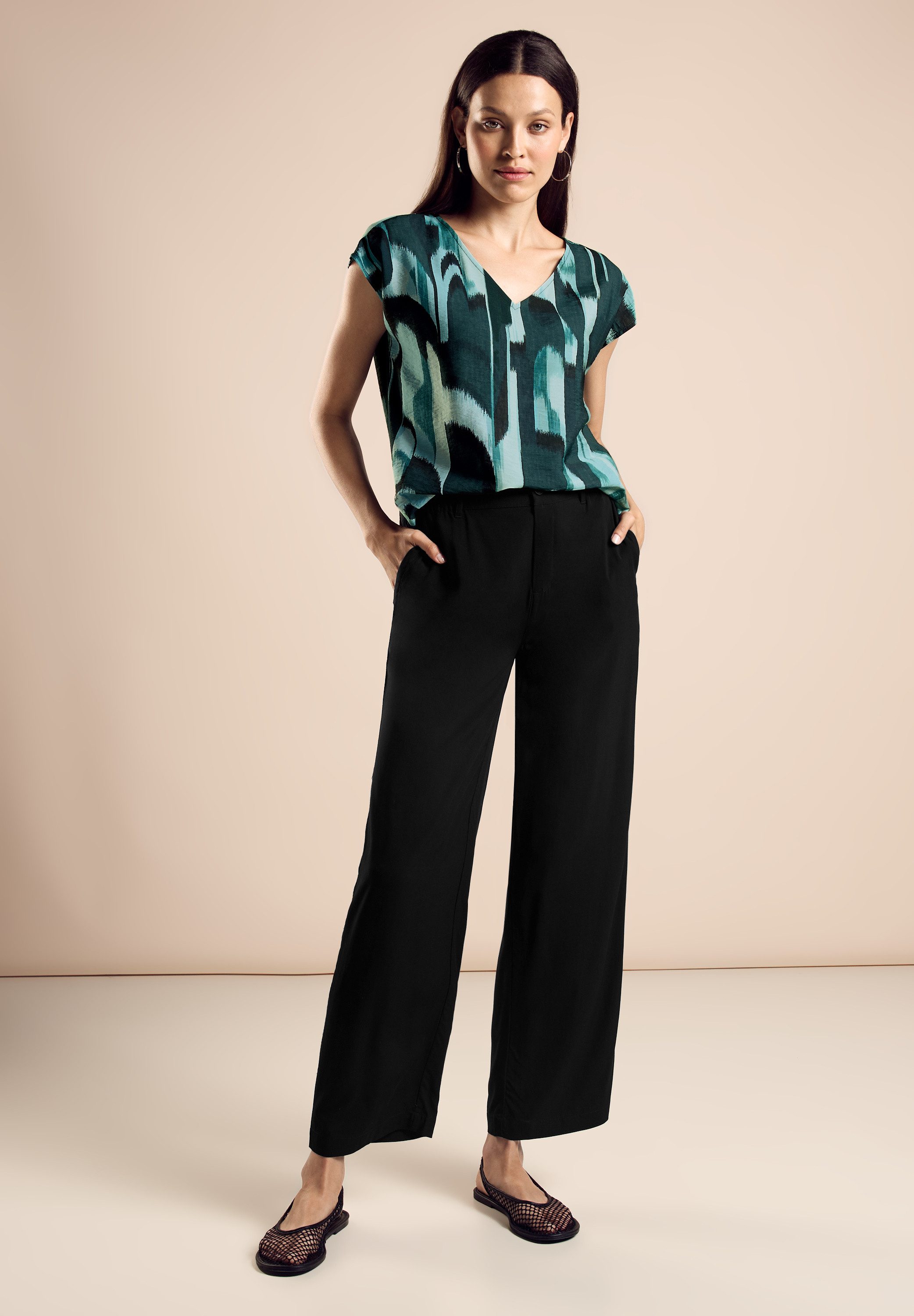 STREET ONE Blouse met korte mouwen met print all-over