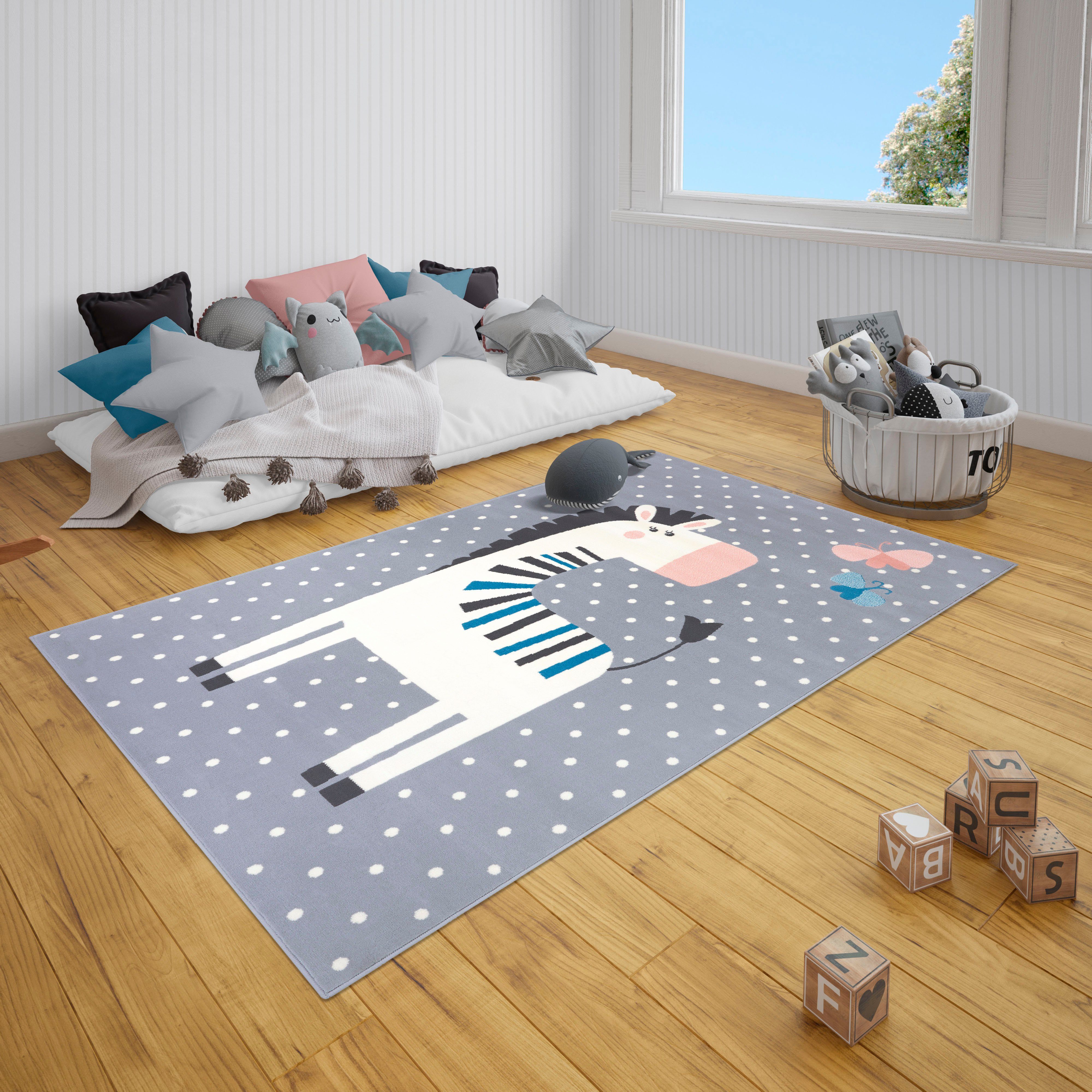 HANSE Home Kindervloerkleed Zebra Funny Vlinders, diermotief, korte pool