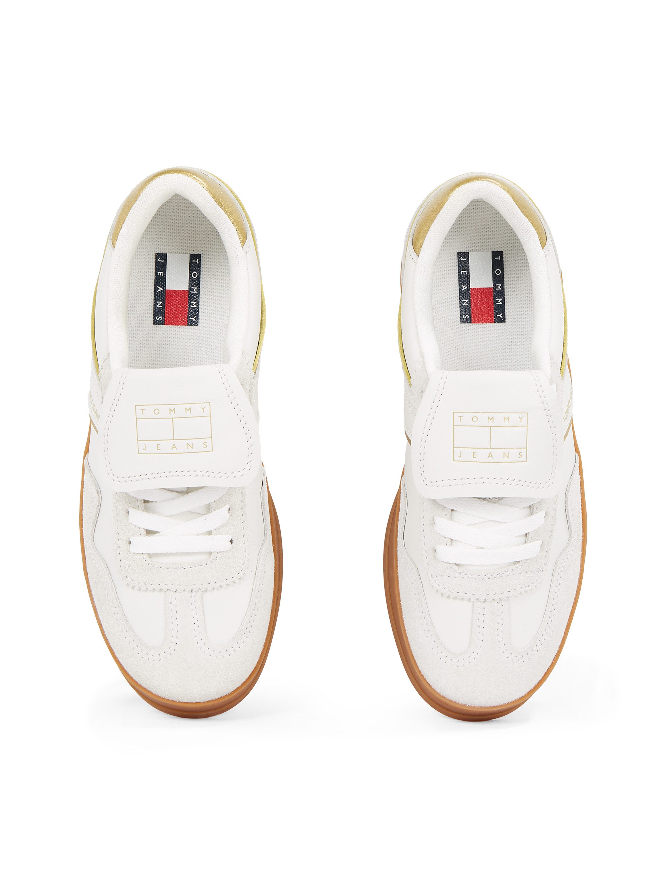 TOMMY JEANS Plateausneakers THE GREENWICH FLAP , vrijetijdsschoen, lage schoen, veterschoen met sierstiksels