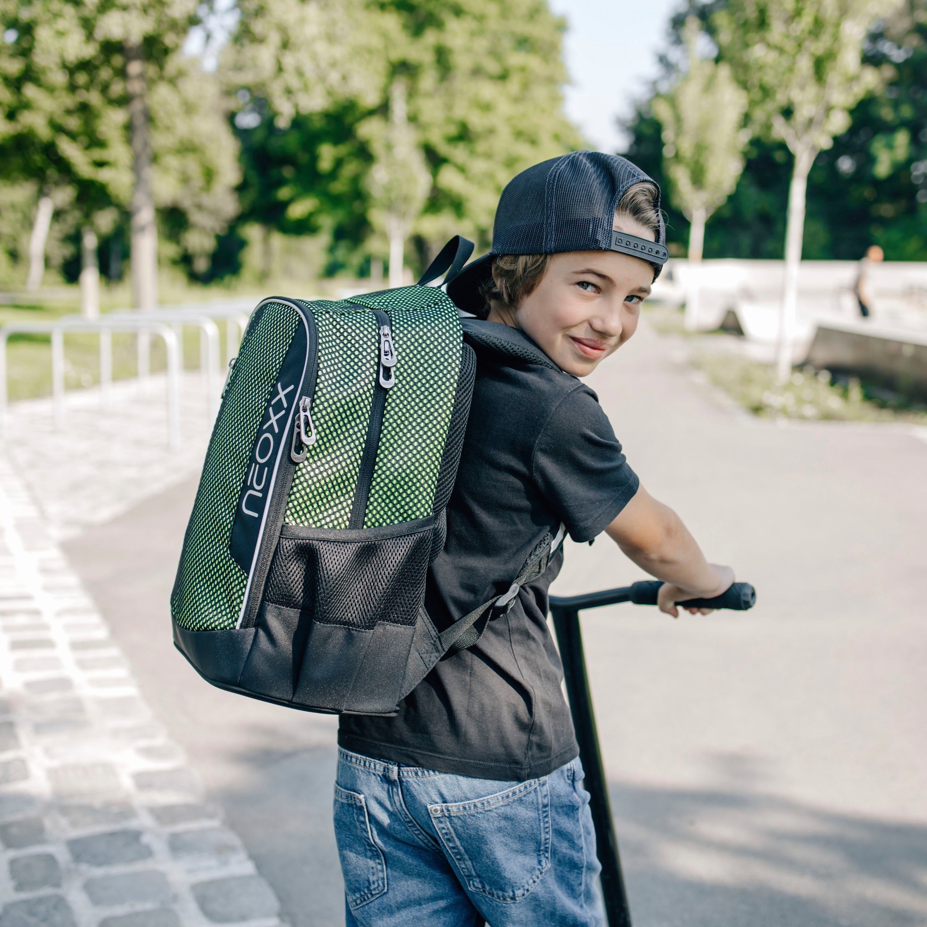neoxx Schoolrugzak Flow, All about Neon gedeeltelijk van gerecycled materiaal