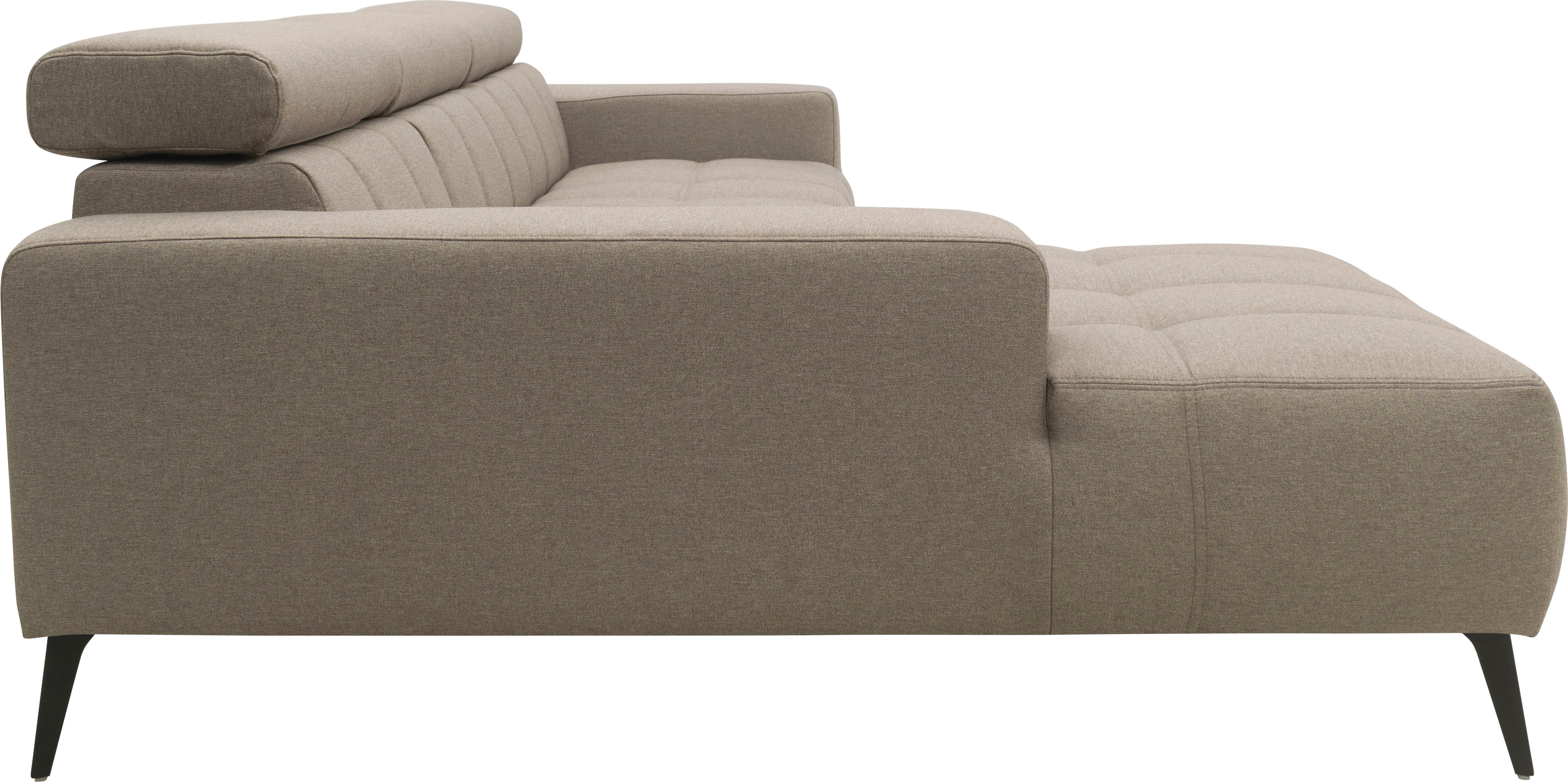 DOMO collection Hoekbank Trento L-vorm, met sledevoet of enkele voet naar keuze met verstelbare hoofdsteun, récamier links/rechts bestelbaar