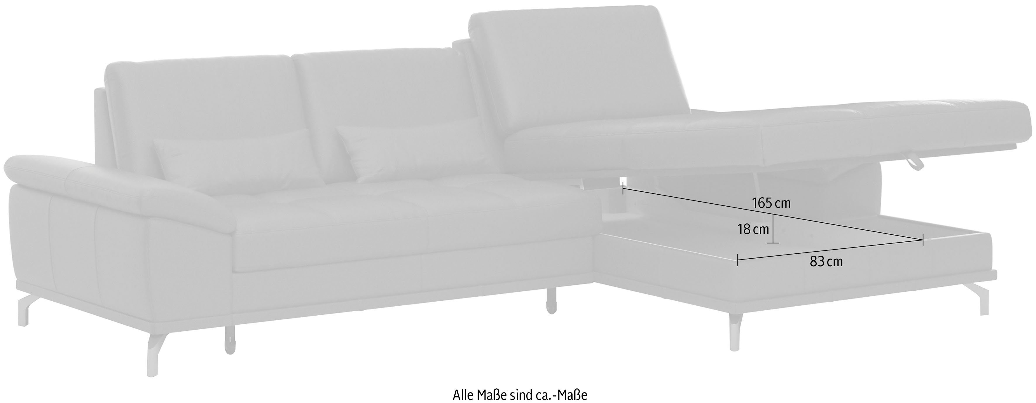 Places of Style Hoekbank Costello L-vorm, met zitdiepteverstelling, armleuningverstelling en
