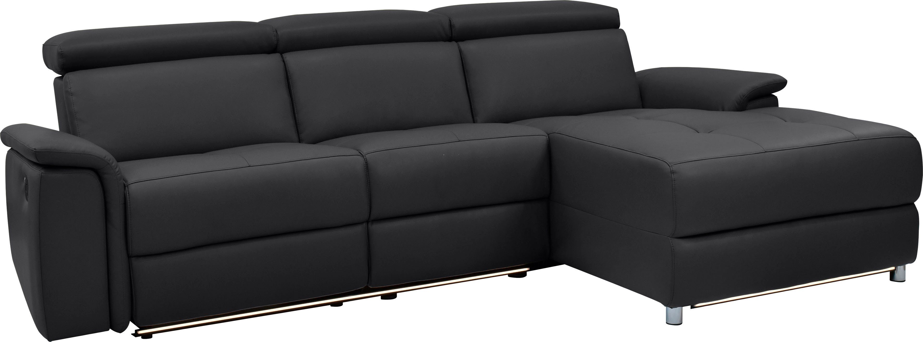 Places of Style Hoekbank Pareli, L-model, 259 cm, met récamier, echt leer, imitatieleer, weefstof