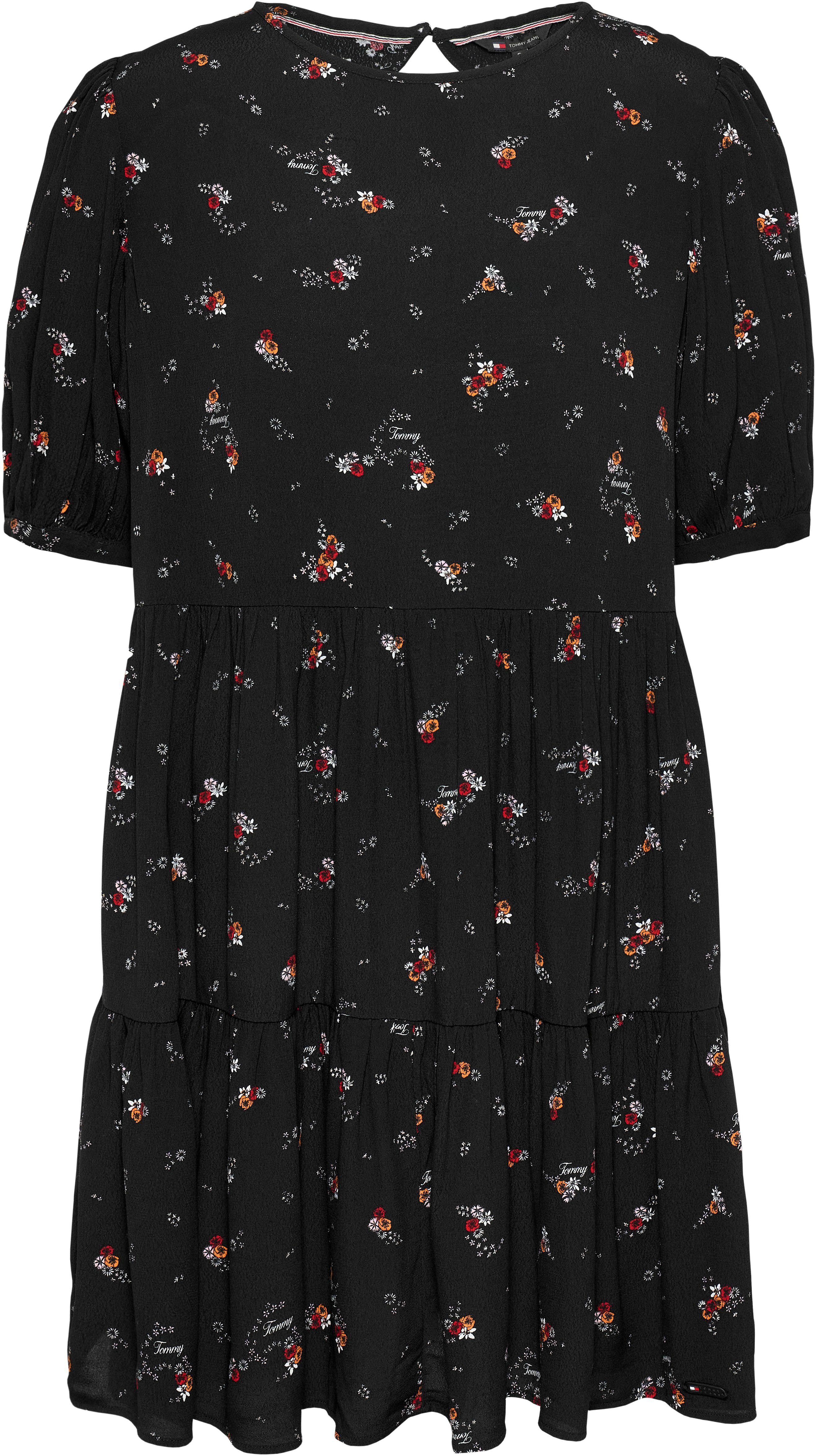 TOMMY JEANS Blousejurk TJW BLACK FLORAL TIERD DRESS EXT