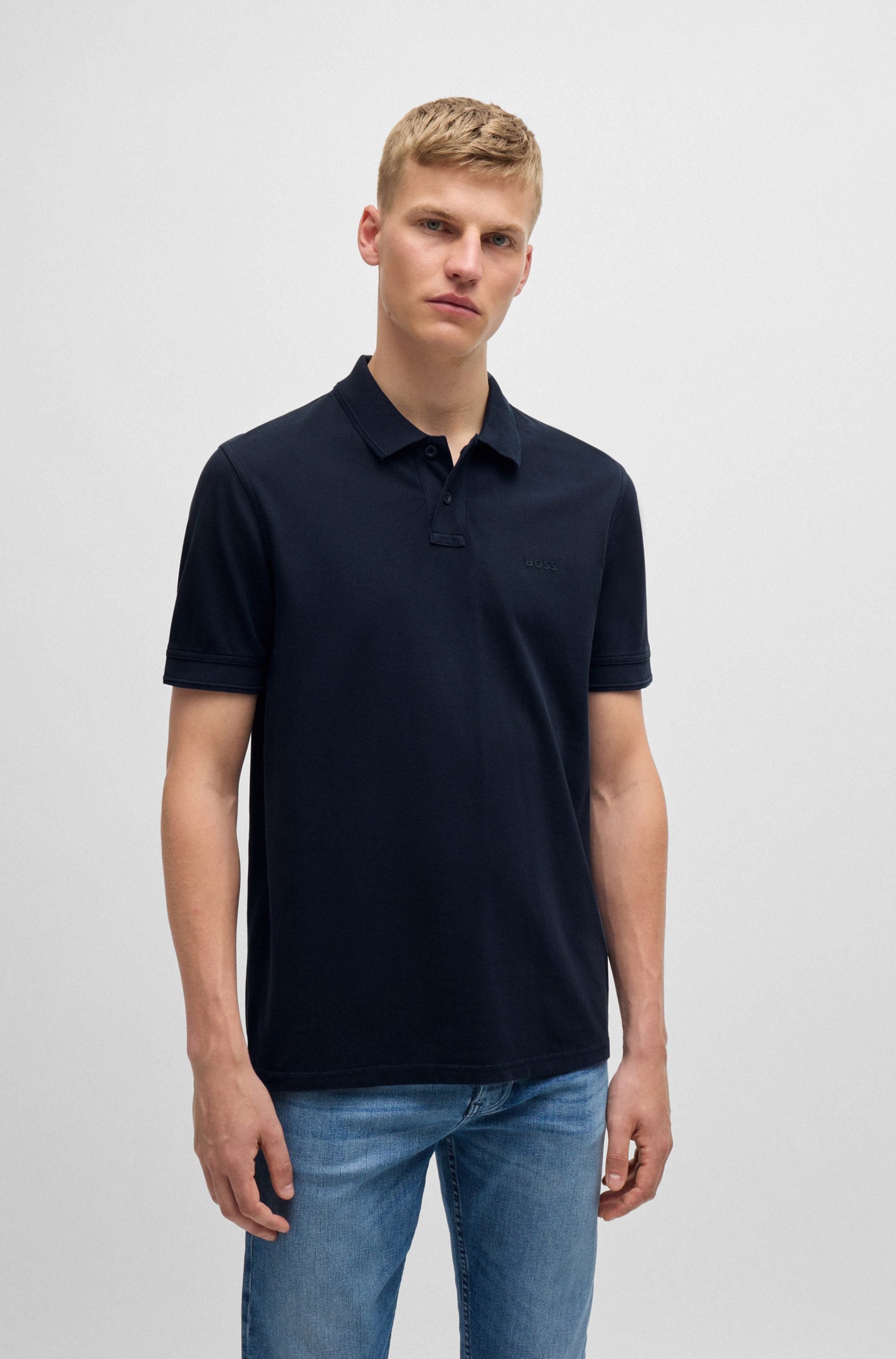 Boss Orange Slim fit poloshirt met korte knoopsluiting model 'Prime'