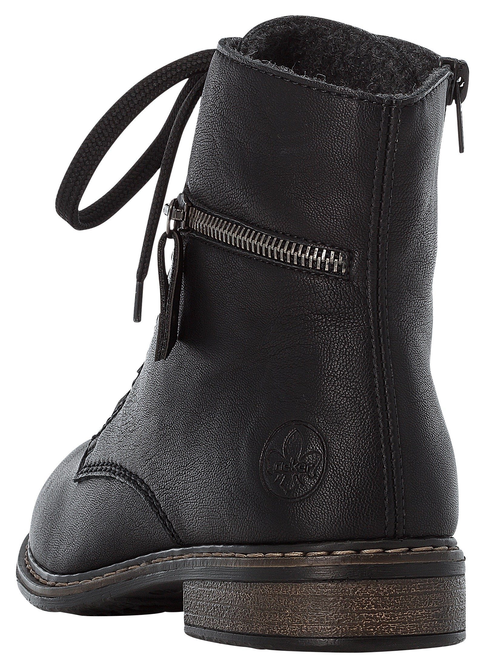Rieker Hoge veterschoenen veterschoen, blokhak, met decoratieve rits aan de buitenkant