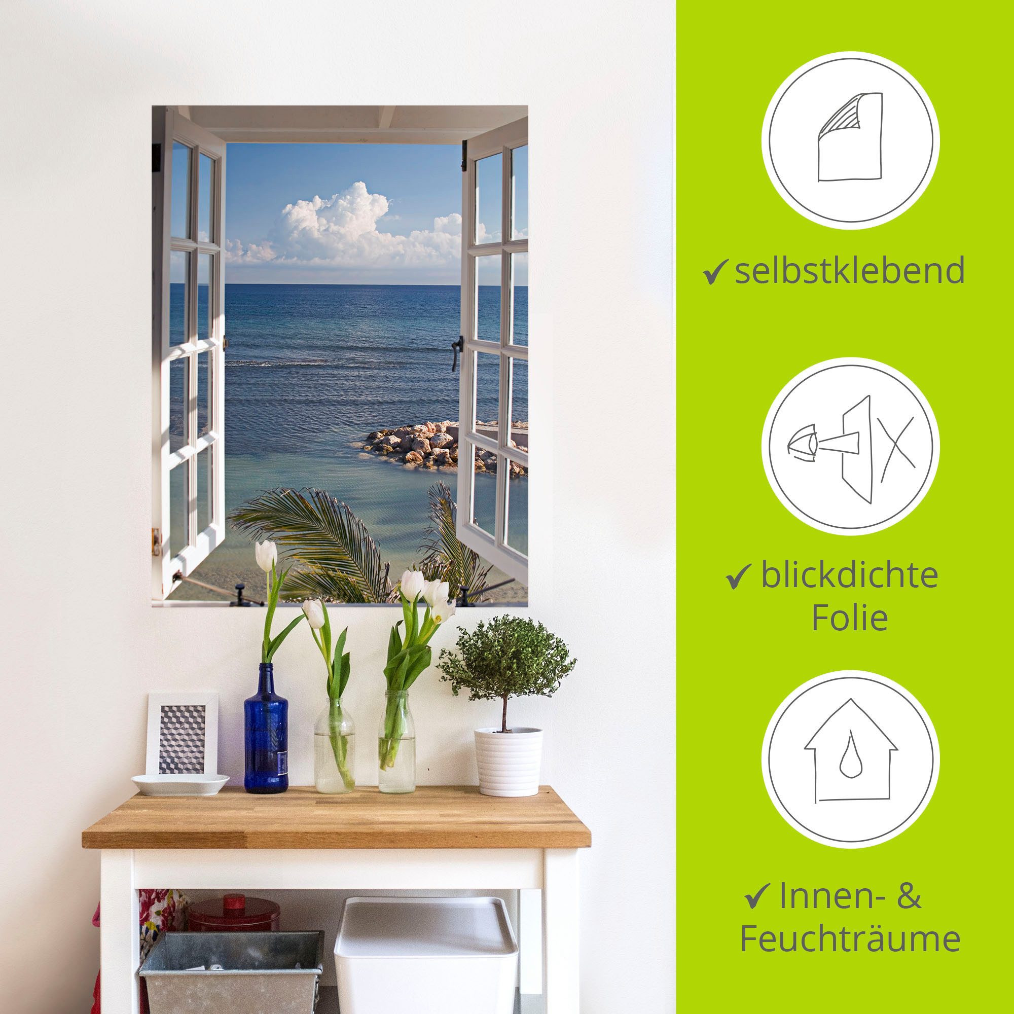 Artland Artprint Uitzicht op het paradijs als artprint van aluminium, artprint voor buiten, artprint op linnen, poster, muursticker