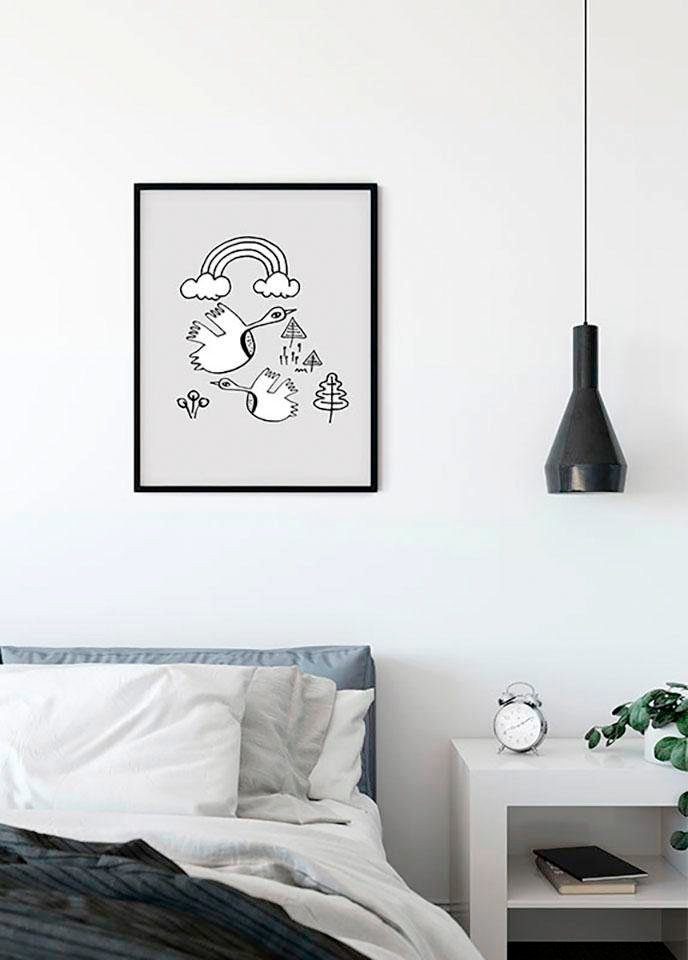 Komar Wanddecoratie Scribble Birdy Wanddecoratie - zonder lijst