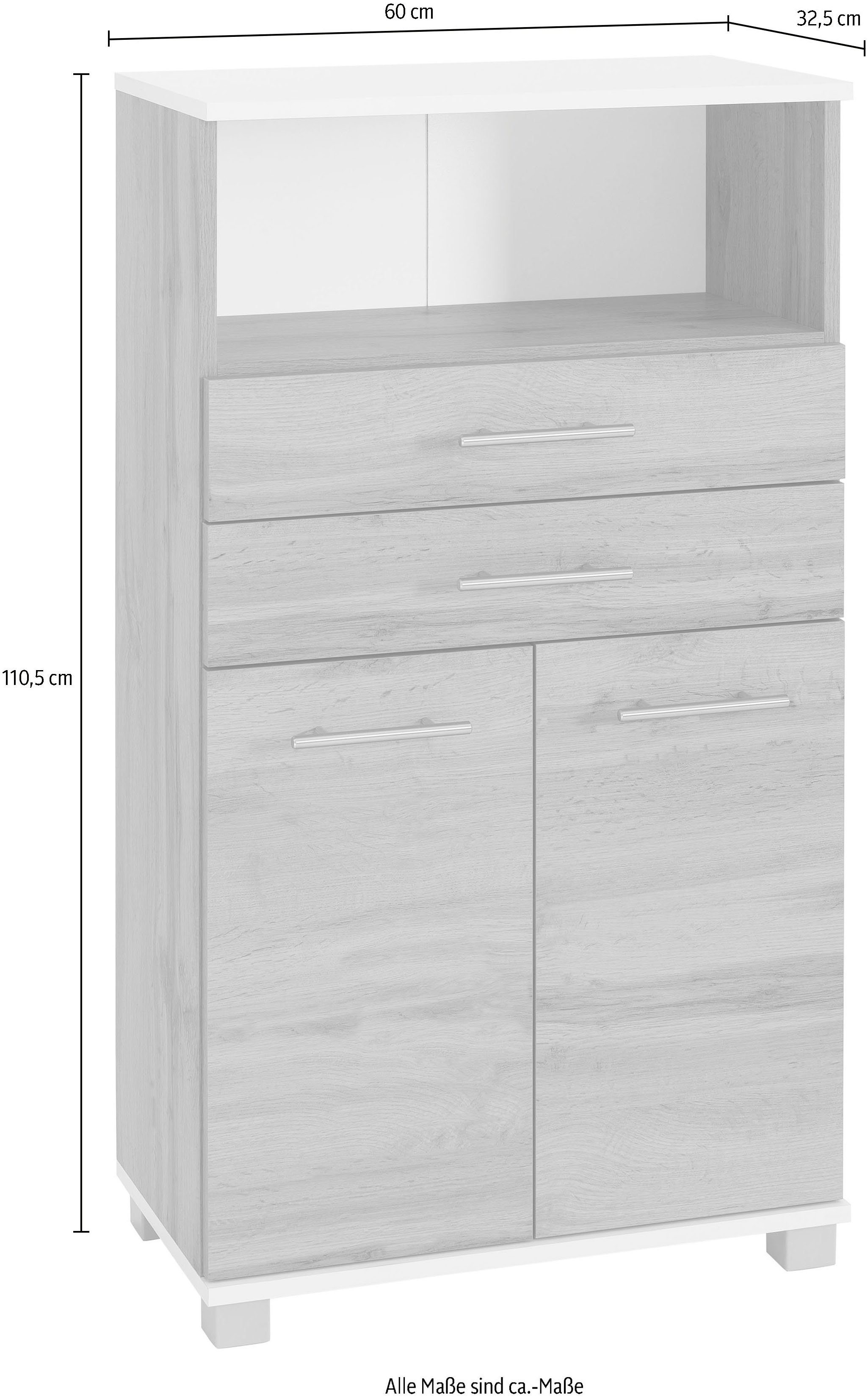 welltime Halfhoge kast Emmi, breedte 59 cm 2 deuren, metalen beslag