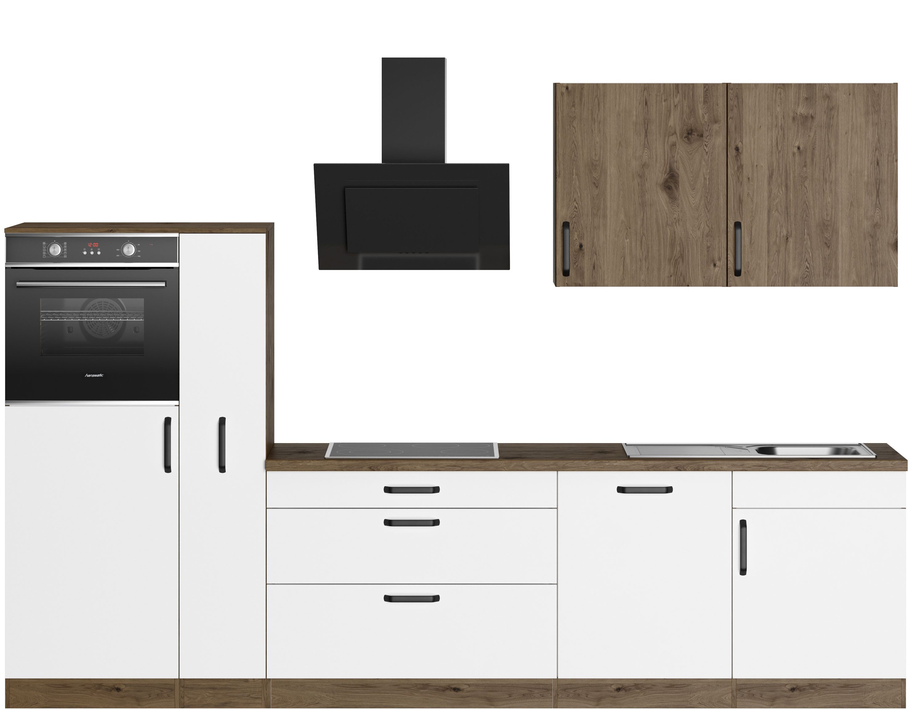 wiho Küchen Keukenblok Elba keuze met hanseatic elektrische apparaten, breedte 310 cm keukenkast series wit