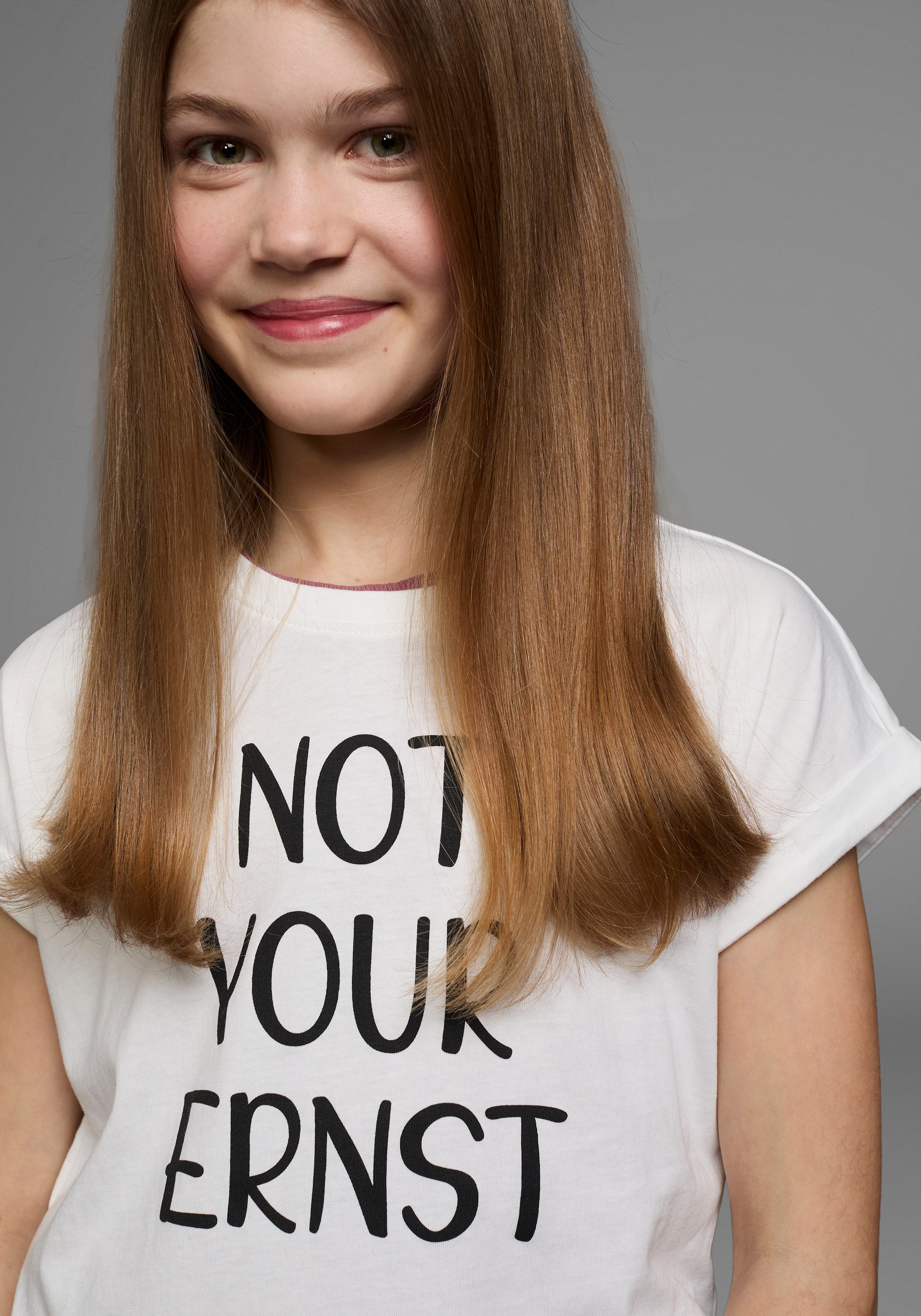 KIDSWORLD T-shirt NOT YOUR ERNST Korte mouwen, bedrukt, ronde hals, van katoen