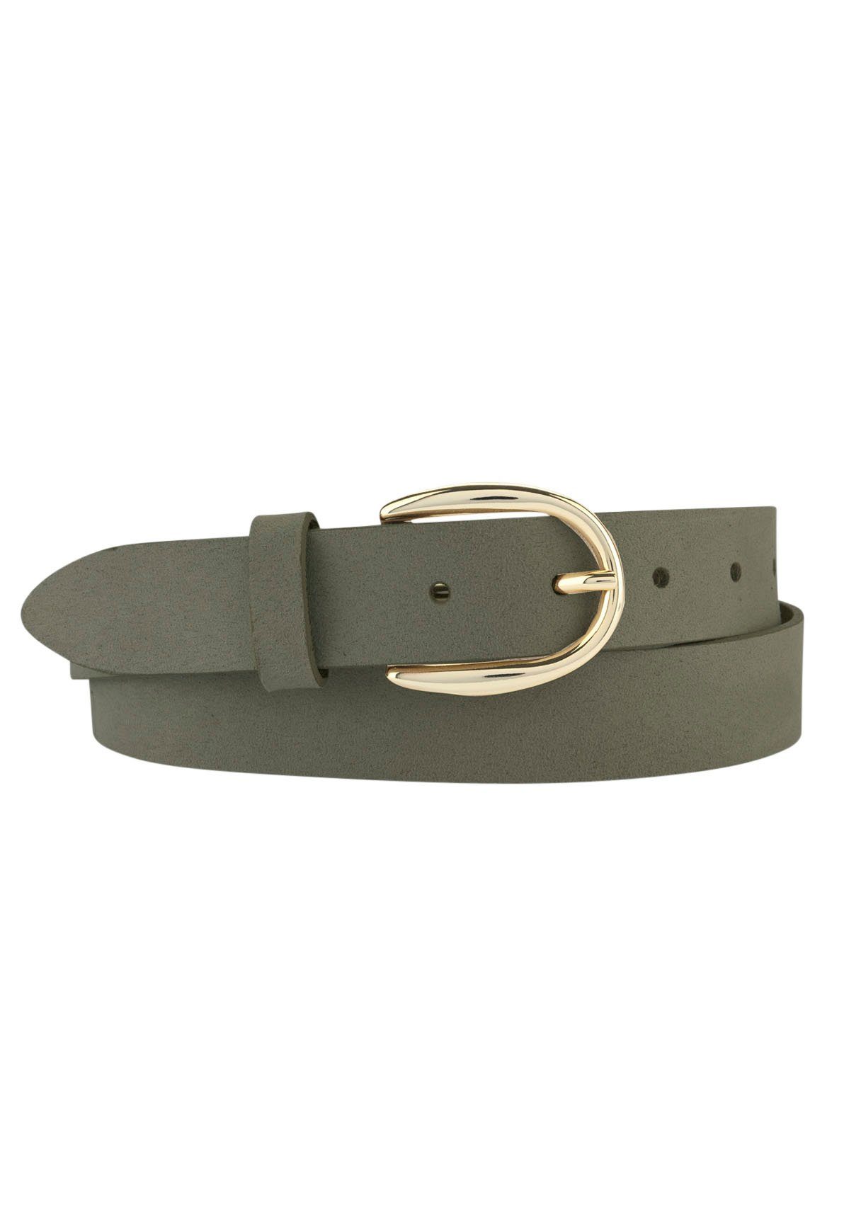 BERND GÖTZ Leren riem met fluwelige look en goudkleurige gesp dames brede riemen maat 95 groen