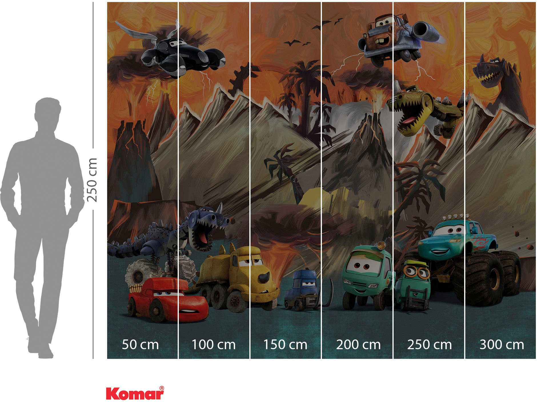 Komar Fotobehang Digitale print vlies - Cars Carosaurus - Afmeting 300 x 250 cm (1 stuk)